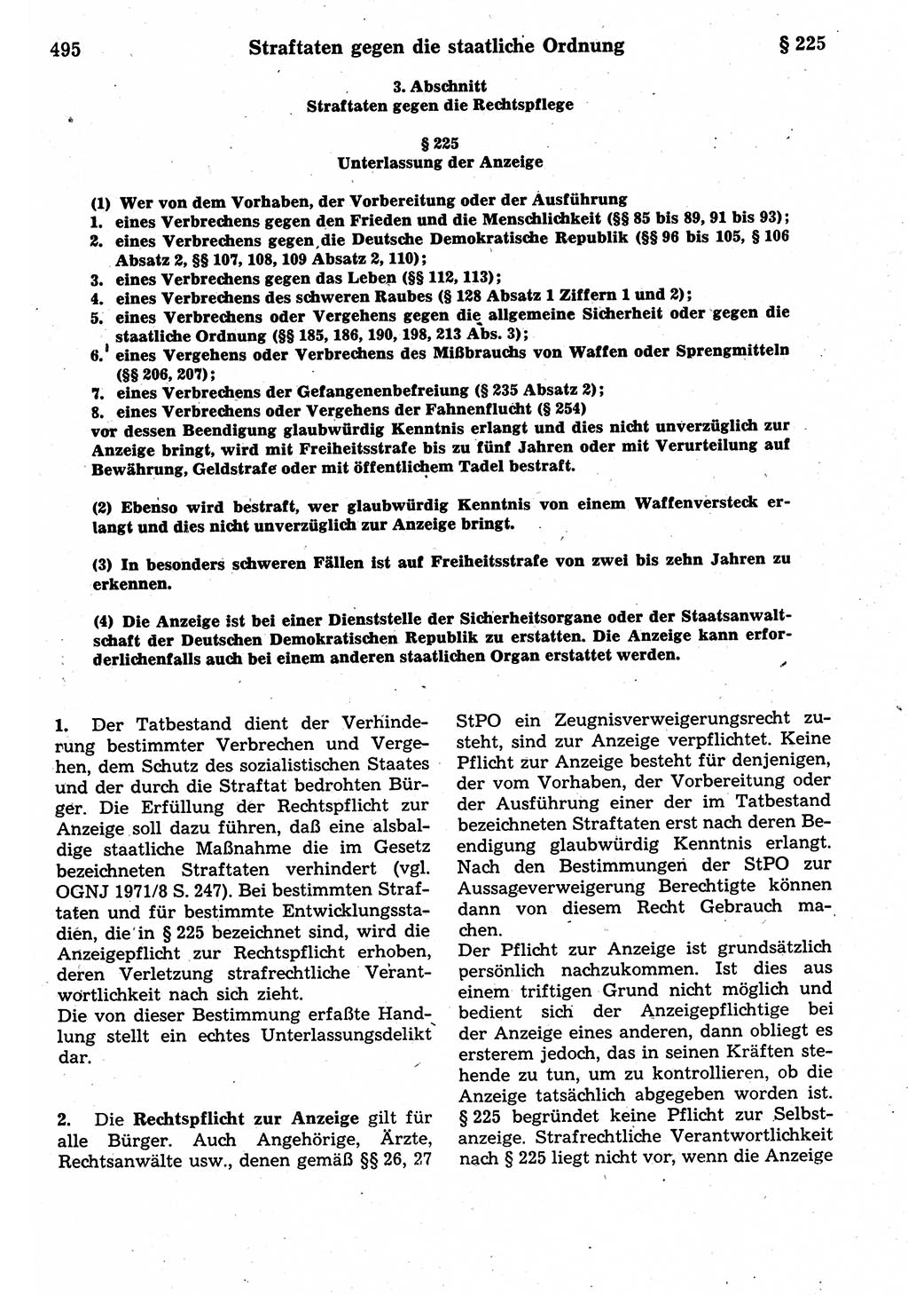 Strafrecht der Deutschen Demokratischen Republik (DDR), Kommentar zum Strafgesetzbuch (StGB) 1987, Seite 495 (Strafr. DDR Komm. StGB 1987, S. 495)