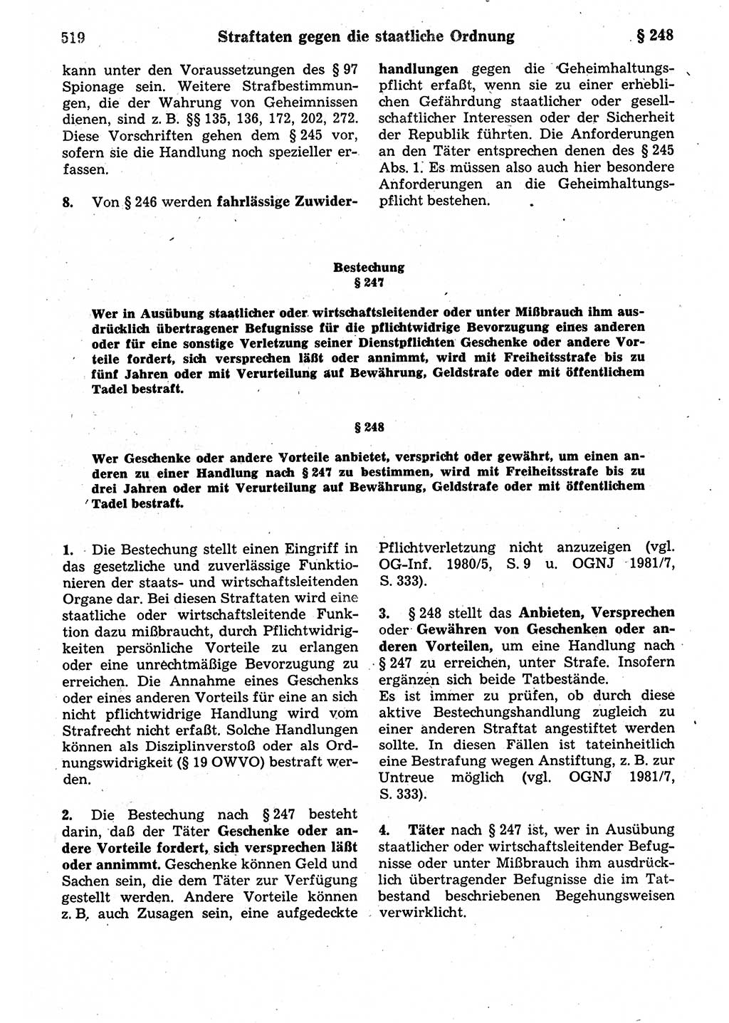 Strafrecht der Deutschen Demokratischen Republik (DDR), Kommentar zum Strafgesetzbuch (StGB) 1987, Seite 519 (Strafr. DDR Komm. StGB 1987, S. 519)