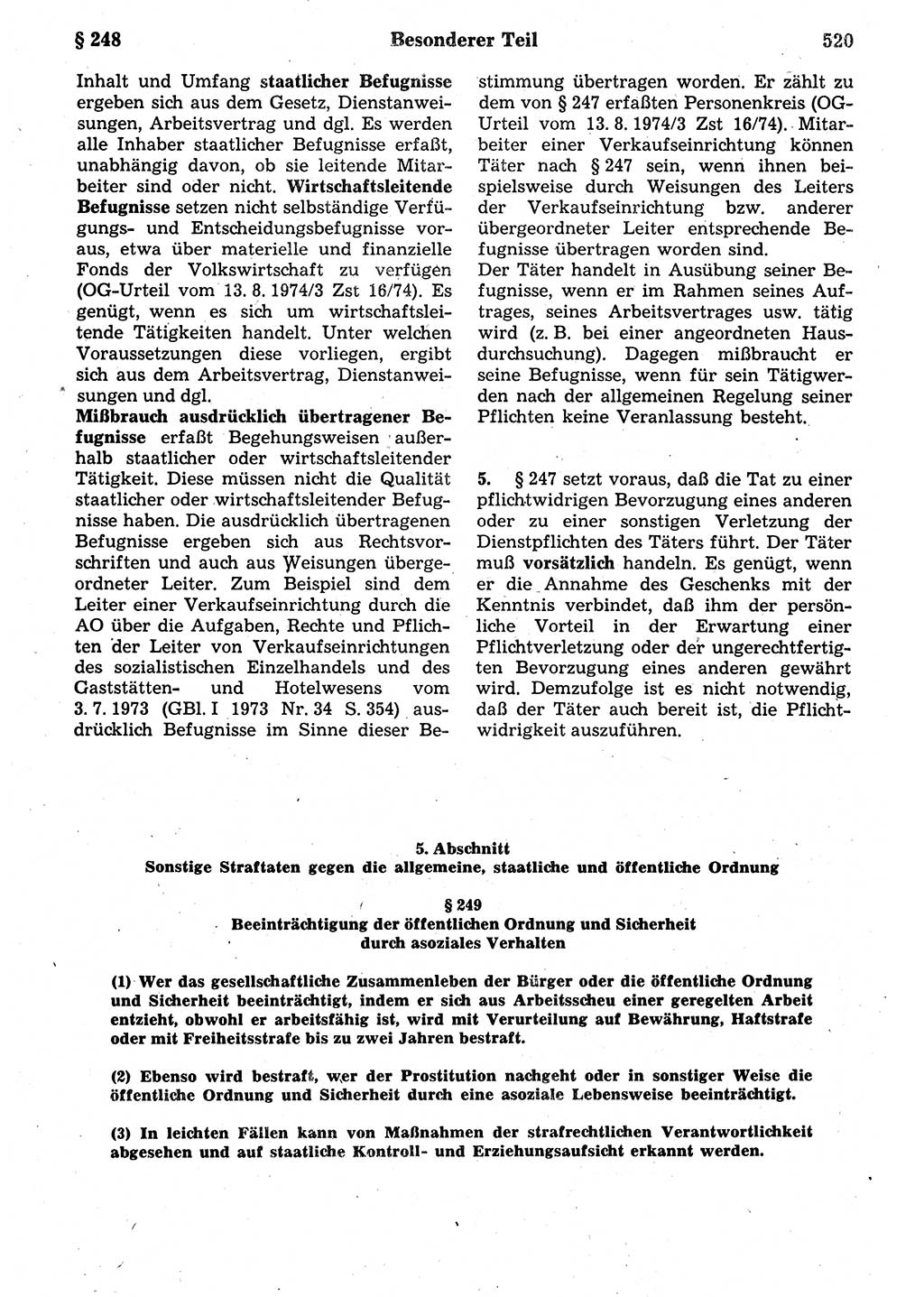 Strafrecht der Deutschen Demokratischen Republik (DDR), Kommentar zum Strafgesetzbuch (StGB) 1987, Seite 520 (Strafr. DDR Komm. StGB 1987, S. 520)