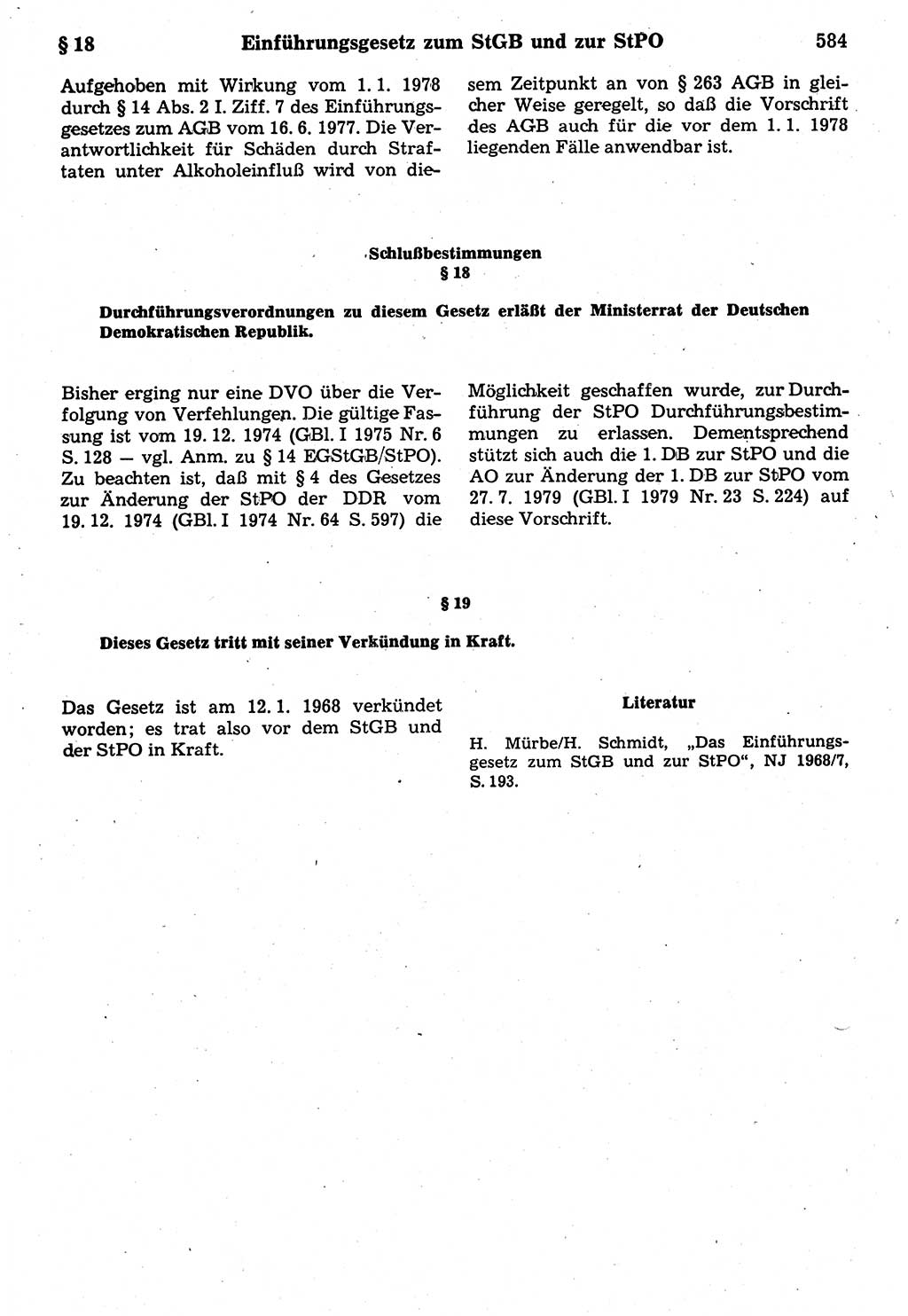 Strafrecht der Deutschen Demokratischen Republik (DDR), Kommentar zum Strafgesetzbuch (StGB) 1987, Seite 584 (Strafr. DDR Komm. StGB 1987, S. 584)