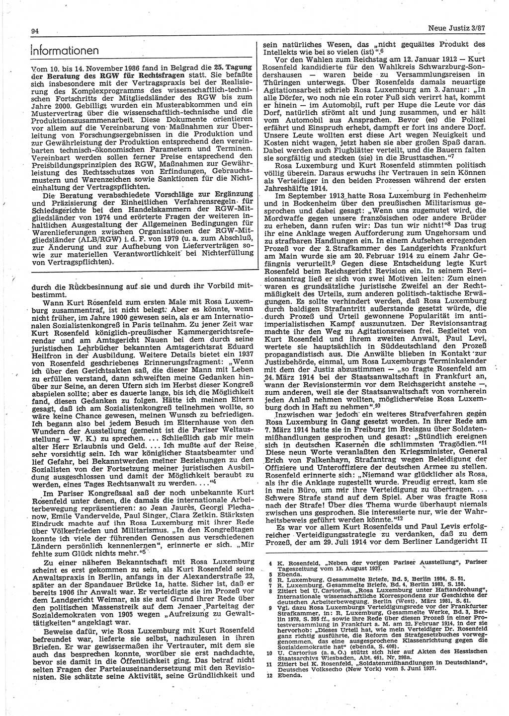 Neue Justiz (NJ), Zeitschrift für sozialistisches Recht und Gesetzlichkeit [Deutsche Demokratische Republik (DDR)], 41. Jahrgang 1987, Seite 94 (NJ DDR 1987, S. 94)