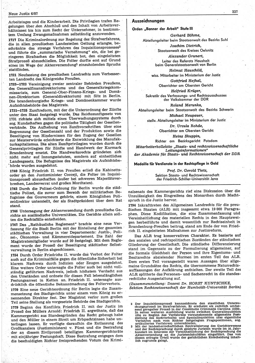 Neue Justiz (NJ), Zeitschrift für sozialistisches Recht und Gesetzlichkeit [Deutsche Demokratische Republik (DDR)], 41. Jahrgang 1987, Seite 227 (NJ DDR 1987, S. 227)