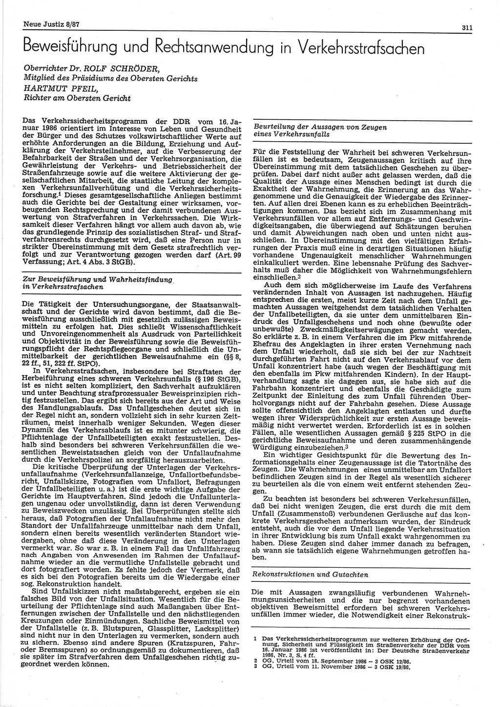 Neue Justiz (NJ), Zeitschrift für sozialistisches Recht und Gesetzlichkeit [Deutsche Demokratische Republik (DDR)], 41. Jahrgang 1987, Seite 311 (NJ DDR 1987, S. 311)