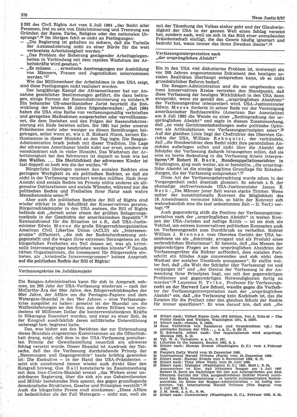 Neue Justiz (NJ), Zeitschrift für sozialistisches Recht und Gesetzlichkeit [Deutsche Demokratische Republik (DDR)], 41. Jahrgang 1987, Seite 370 (NJ DDR 1987, S. 370)