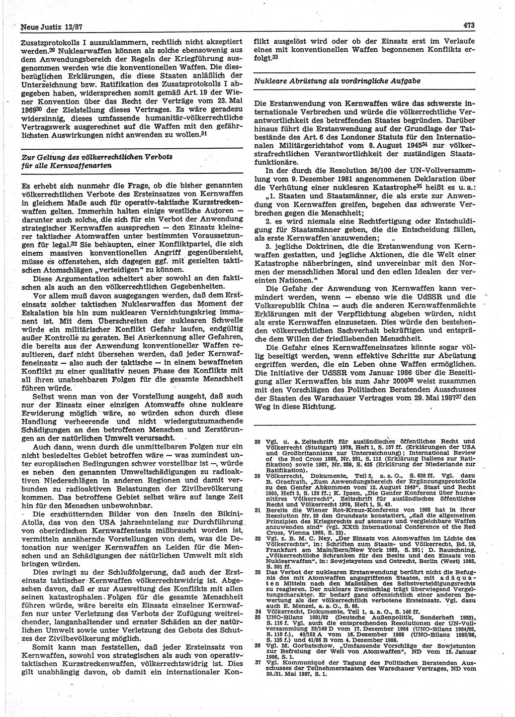 Neue Justiz (NJ), Zeitschrift für sozialistisches Recht und Gesetzlichkeit [Deutsche Demokratische Republik (DDR)], 41. Jahrgang 1987, Seite 473 (NJ DDR 1987, S. 473)