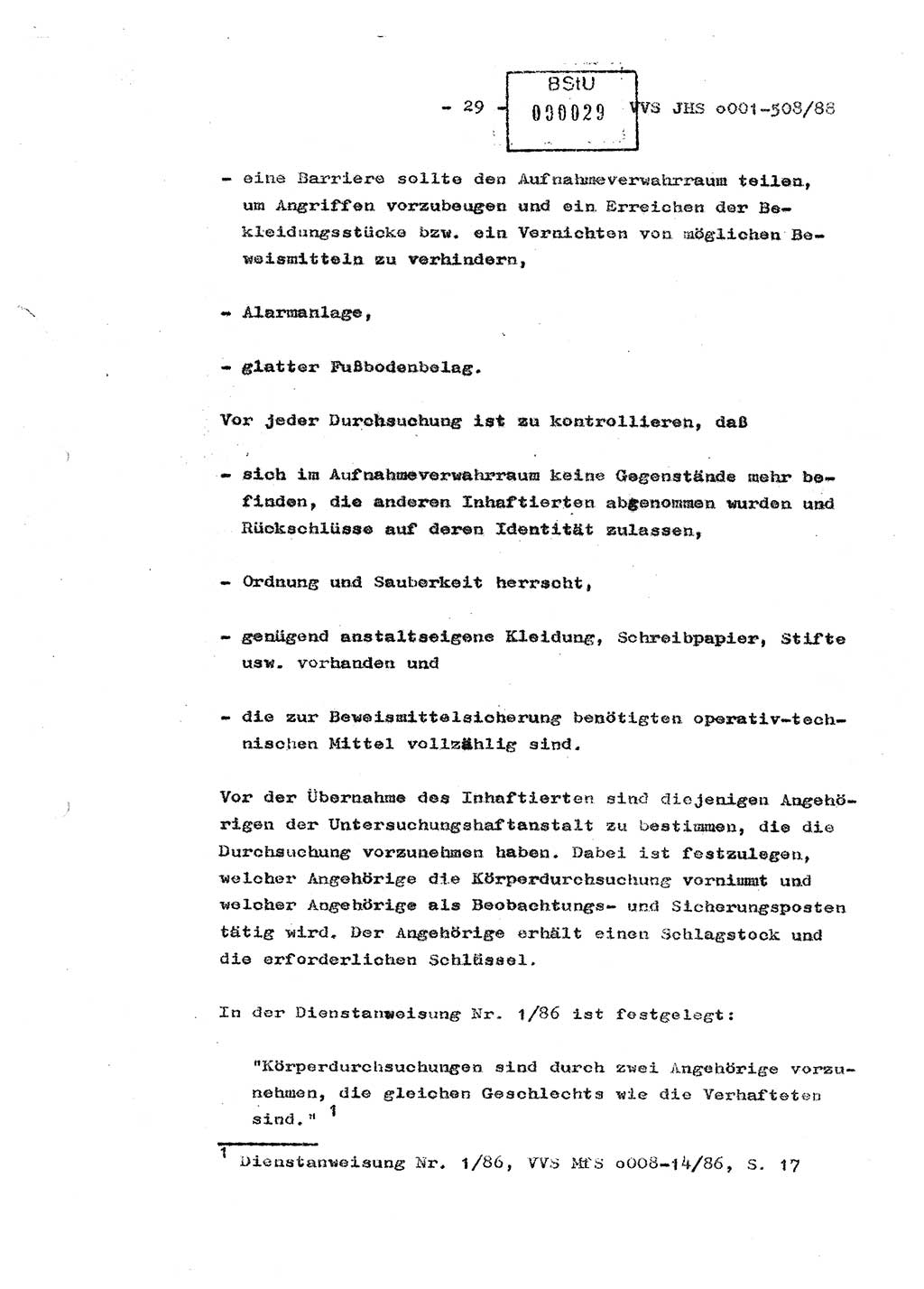 Diplomarbeit Hauptmann Christian Kätzel (Abt. ⅩⅣ), Ministerium für Staatssicherheit (MfS) [Deutsche Demokratische Republik (DDR)], Juristische Hochschule (JHS), Vertrauliche Verschlußsache (VVS) o001-508/88, Potsdam 1988, Blatt 29 (Dipl.-Arb. MfS DDR JHS VVS o001-508/88 1988, Bl. 29)