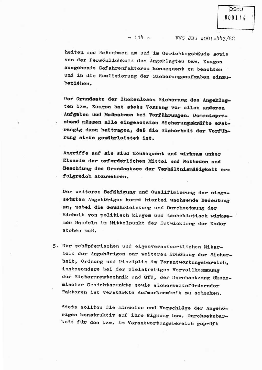 Diplomarbeit Hauptmann Michael Rast (Abt. ⅩⅣ), Major Bernd Rahaus (Abt. ⅩⅣ), Ministerium für Staatssicherheit (MfS) [Deutsche Demokratische Republik (DDR)], Juristische Hochschule (JHS), Vertrauliche Verschlußsache (VVS) o001-443/88, Potsdam 1988, Seite 114 (Dipl.-Arb. MfS DDR JHS VVS o001-443/88 1988, S. 114)