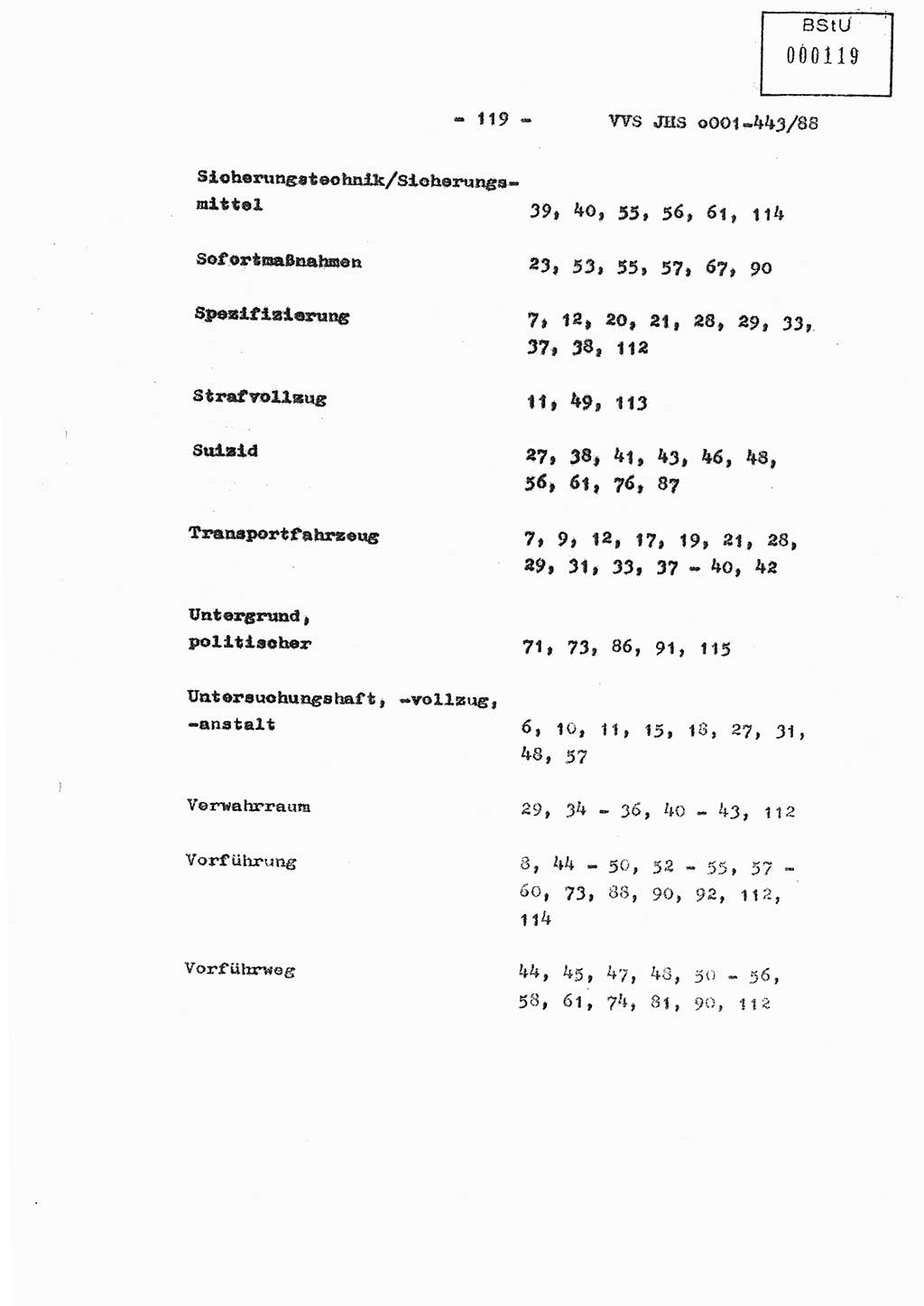 Diplomarbeit Hauptmann Michael Rast (Abt. ⅩⅣ), Major Bernd Rahaus (Abt. ⅩⅣ), Ministerium für Staatssicherheit (MfS) [Deutsche Demokratische Republik (DDR)], Juristische Hochschule (JHS), Vertrauliche Verschlußsache (VVS) o001-443/88, Potsdam 1988, Seite 119 (Dipl.-Arb. MfS DDR JHS VVS o001-443/88 1988, S. 119)