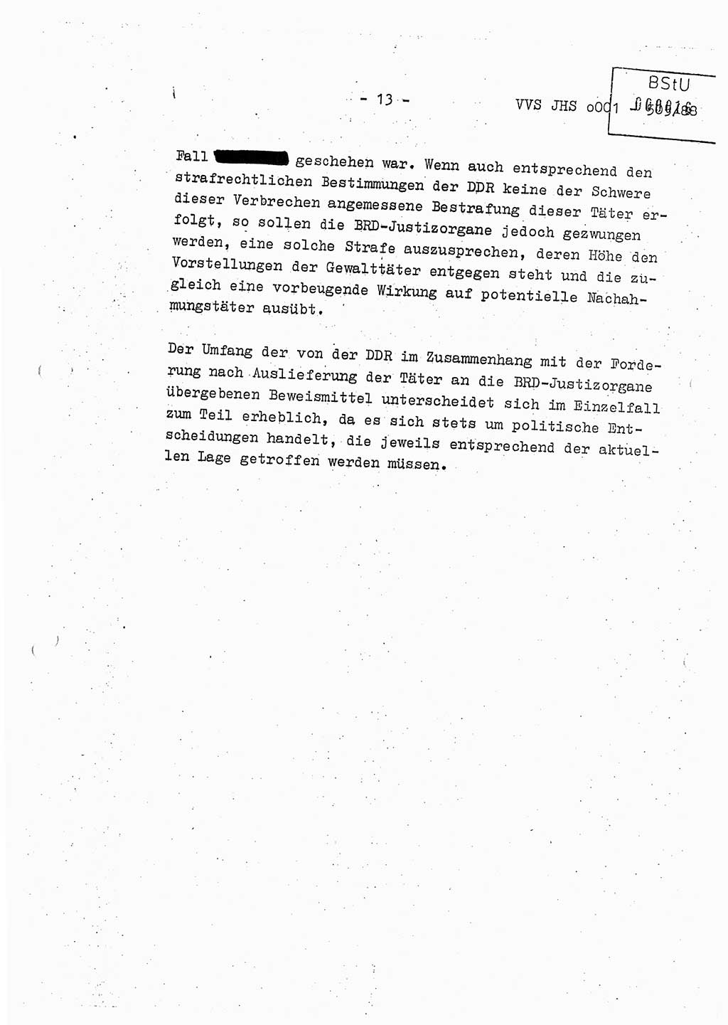 Diplomarbeit Leutnant Frank Schulze (HA Ⅸ/9), Ministerium für Staatssicherheit (MfS) [Deutsche Demokratische Republik (DDR)], Juristische Hochschule (JHS), Vertrauliche Verschlußsache (VVS) o001-505/88, Potsdam 1988, Seite 13 (Dipl.-Arb. MfS DDR JHS VVS o001-505/88 1988, S. 13)