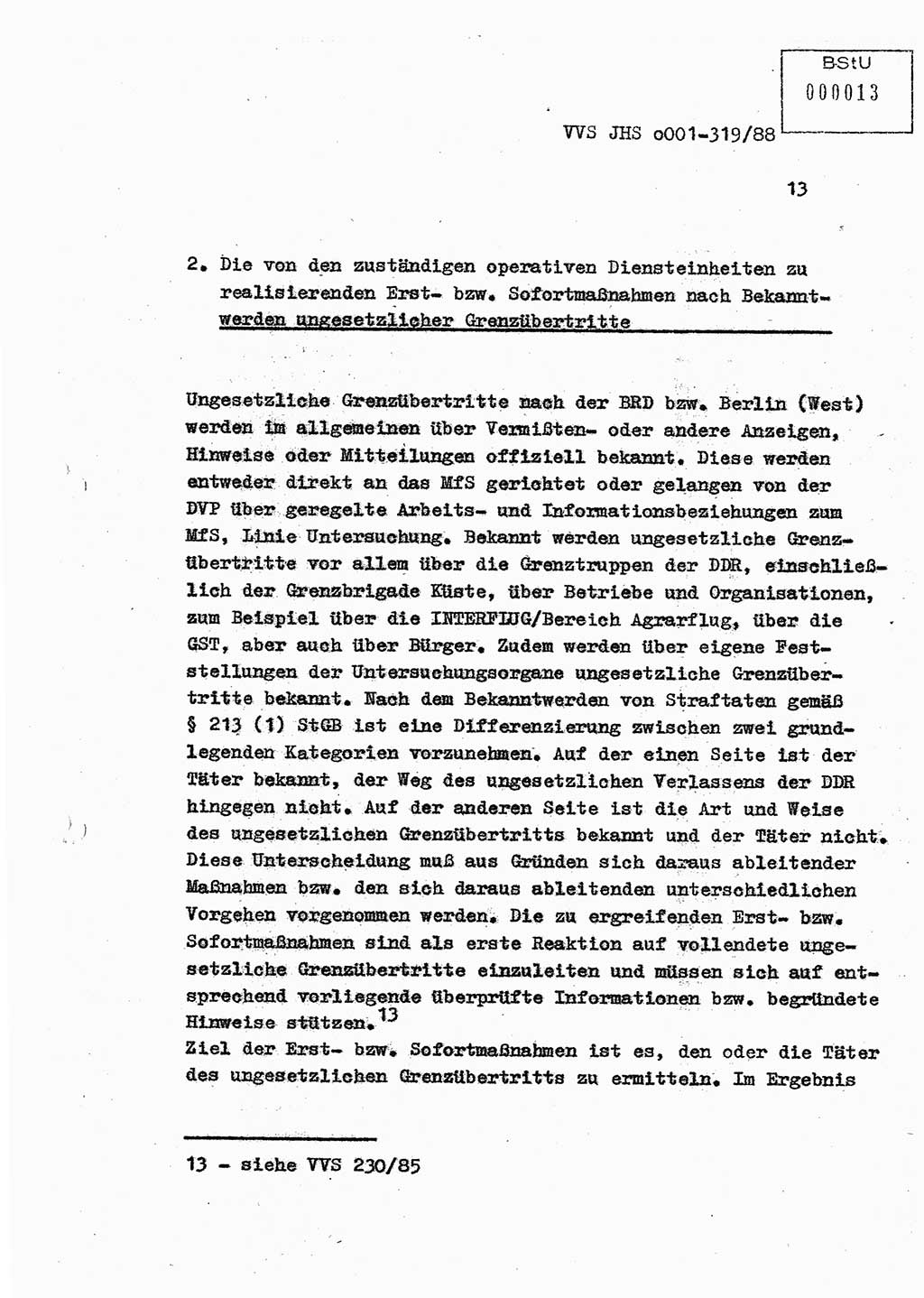 Diplomarbeit Offiziersschüler Holger Zirnstein (HA Ⅸ/9), Ministerium für Staatssicherheit (MfS) [Deutsche Demokratische Republik (DDR)], Juristische Hochschule (JHS), Vertrauliche Verschlußsache (VVS) o001-319/88, Potsdam 1988, Blatt 13 (Dipl.-Arb. MfS DDR JHS VVS o001-319/88 1988, Bl. 13)