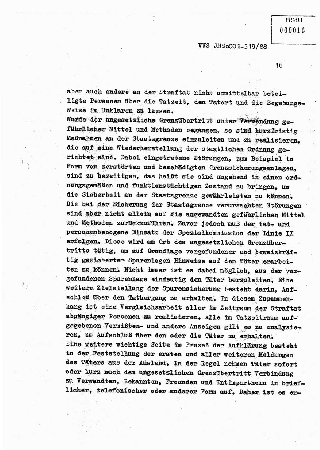 Diplomarbeit Offiziersschüler Holger Zirnstein (HA Ⅸ/9), Ministerium für Staatssicherheit (MfS) [Deutsche Demokratische Republik (DDR)], Juristische Hochschule (JHS), Vertrauliche Verschlußsache (VVS) o001-319/88, Potsdam 1988, Blatt 16 (Dipl.-Arb. MfS DDR JHS VVS o001-319/88 1988, Bl. 16)