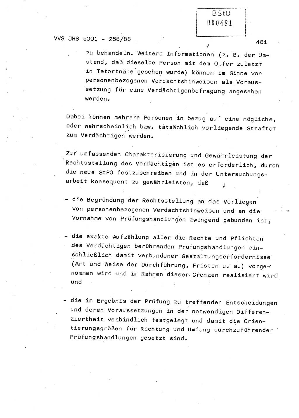 Dissertation, Oberleutnant Uwe Kärsten (JHS), Hauptmann Dr. Joachim Henkel (JHS), Oberstleutnant Werner Mählitz (Leiter der Abt. Ⅸ BV Rostock), Oberstleutnant Jürgen Tröge (HA Ⅸ/AKG), Oberstleutnant Winfried Ziegler (HA Ⅸ/9), Major Wolf-Rüdiger Wurzler (JHS), Ministerium für Staatssicherheit (MfS) [Deutsche Demokratische Republik (DDR)], Juristische Hochschule (JHS), Vertrauliche Verschlußsache (VVS) o001-258/88, Potsdam 1988, Seite 481 (Diss. MfS DDR JHS VVS o001-258/88 1988, S. 481)