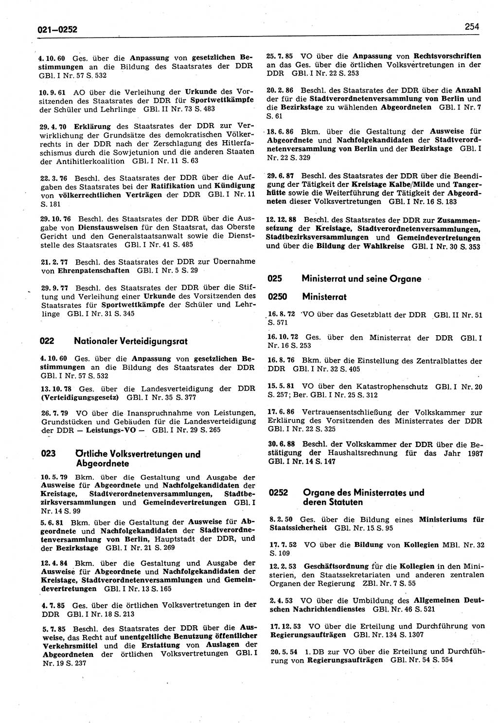 Das geltende Recht der Deutschen Demokratischen Republik (DDR) 1949-1988, Seite 254 (Gelt. R. DDR 1949-1988, S. 254)