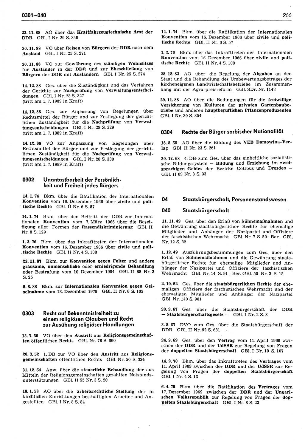 Das geltende Recht der Deutschen Demokratischen Republik (DDR) 1949-1988, Seite 266 (Gelt. R. DDR 1949-1988, S. 266)