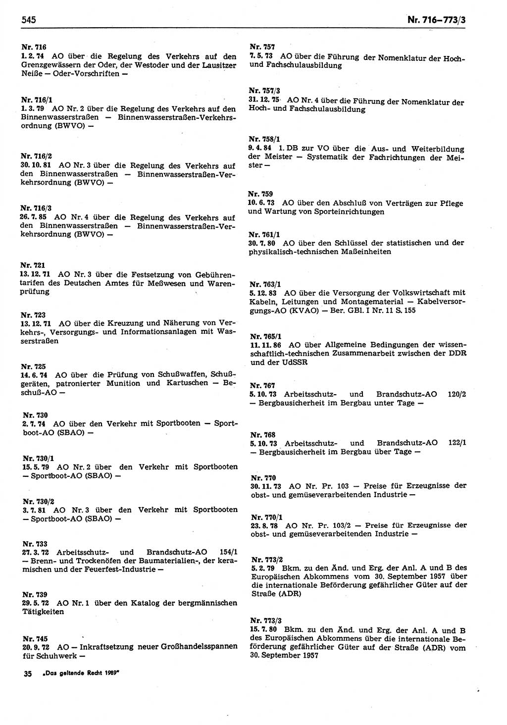 Das geltende Recht der Deutschen Demokratischen Republik (DDR) 1949-1988, Seite 545 (Gelt. R. DDR 1949-1988, S. 545)