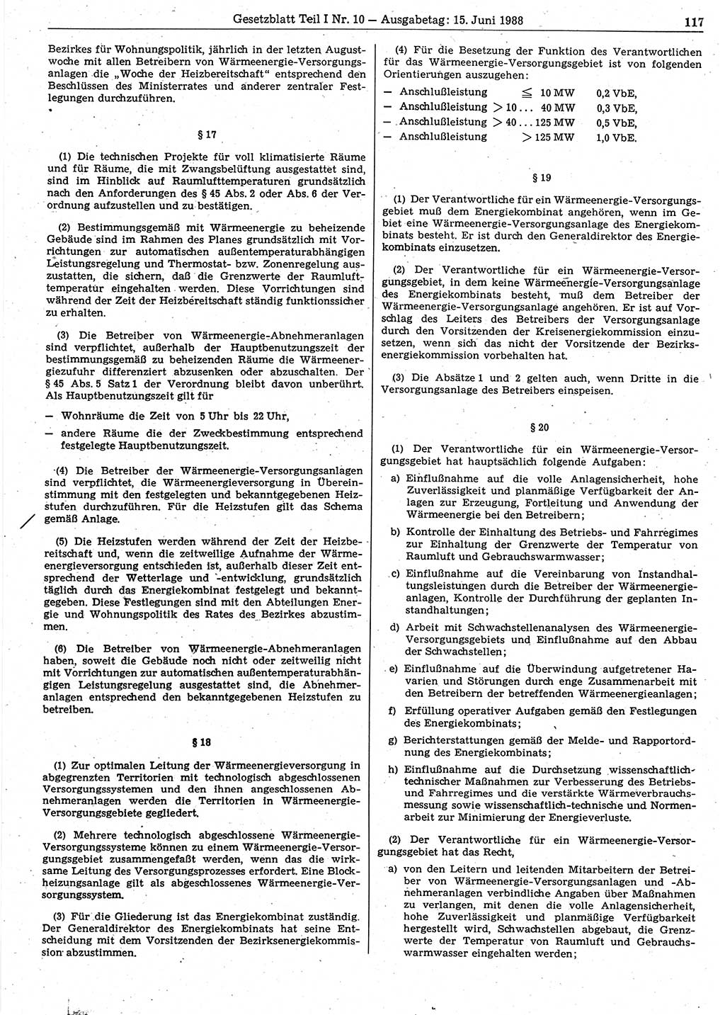 Gesetzblatt (GBl.) der Deutschen Demokratischen Republik (DDR) Teil Ⅰ 1988, Seite 117 (GBl. DDR Ⅰ 1988, S. 117)