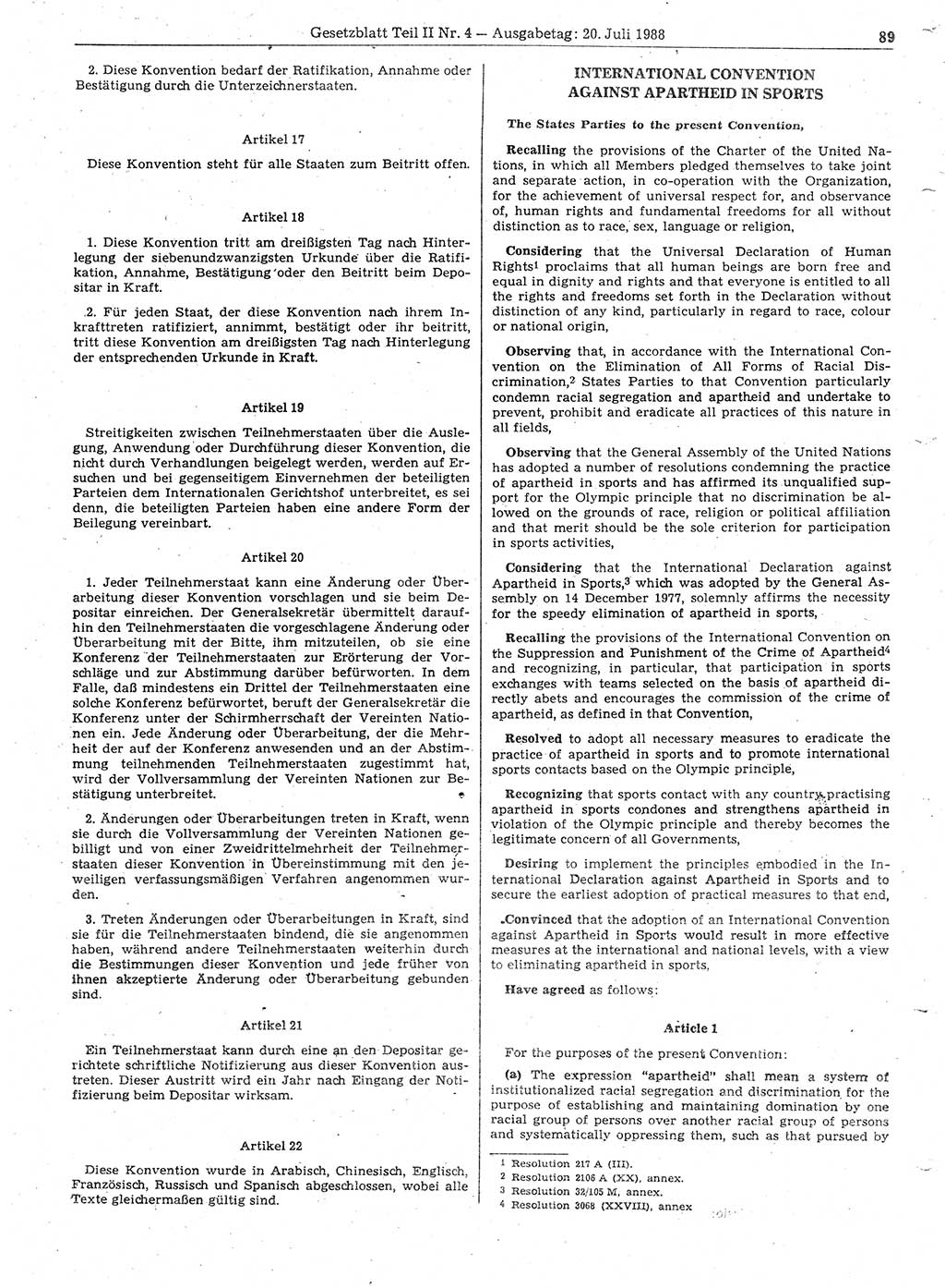 Gesetzblatt (GBl.) der Deutschen Demokratischen Republik (DDR) Teil ⅠⅠ 1988, Seite 89 (GBl. DDR ⅠⅠ 1988, S. 89)