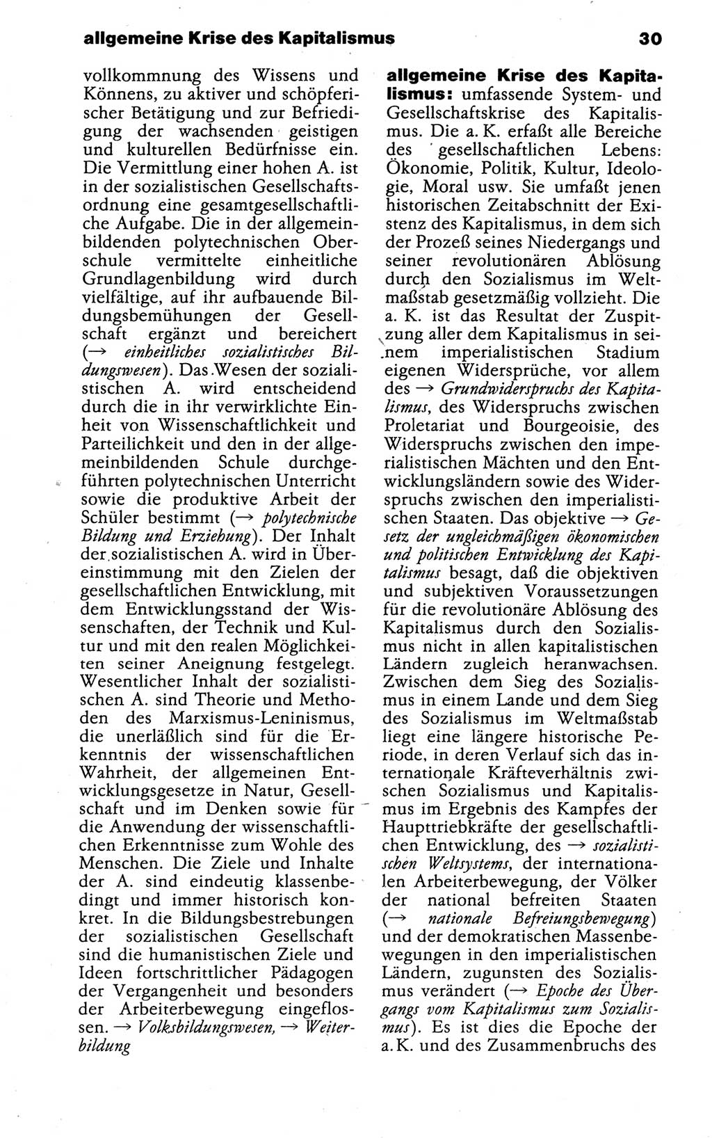 Kleines politisches Wörterbuch [Deutsche Demokratische Republik (DDR)] 1988, Seite 30 (Kl. pol. Wb. DDR 1988, S. 30)