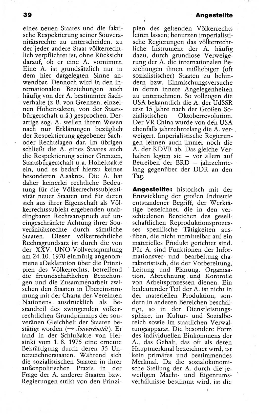 Kleines politisches Wörterbuch [Deutsche Demokratische Republik (DDR)] 1988, Seite 39 (Kl. pol. Wb. DDR 1988, S. 39)