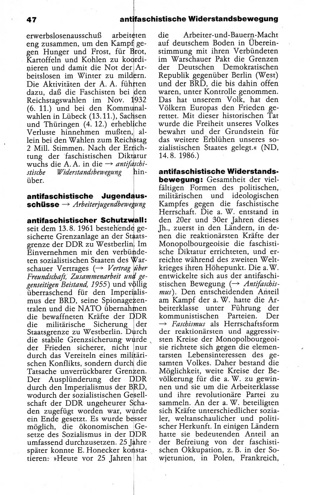 Kleines politisches Wörterbuch [Deutsche Demokratische Republik (DDR)] 1988, Seite 47 (Kl. pol. Wb. DDR 1988, S. 47)