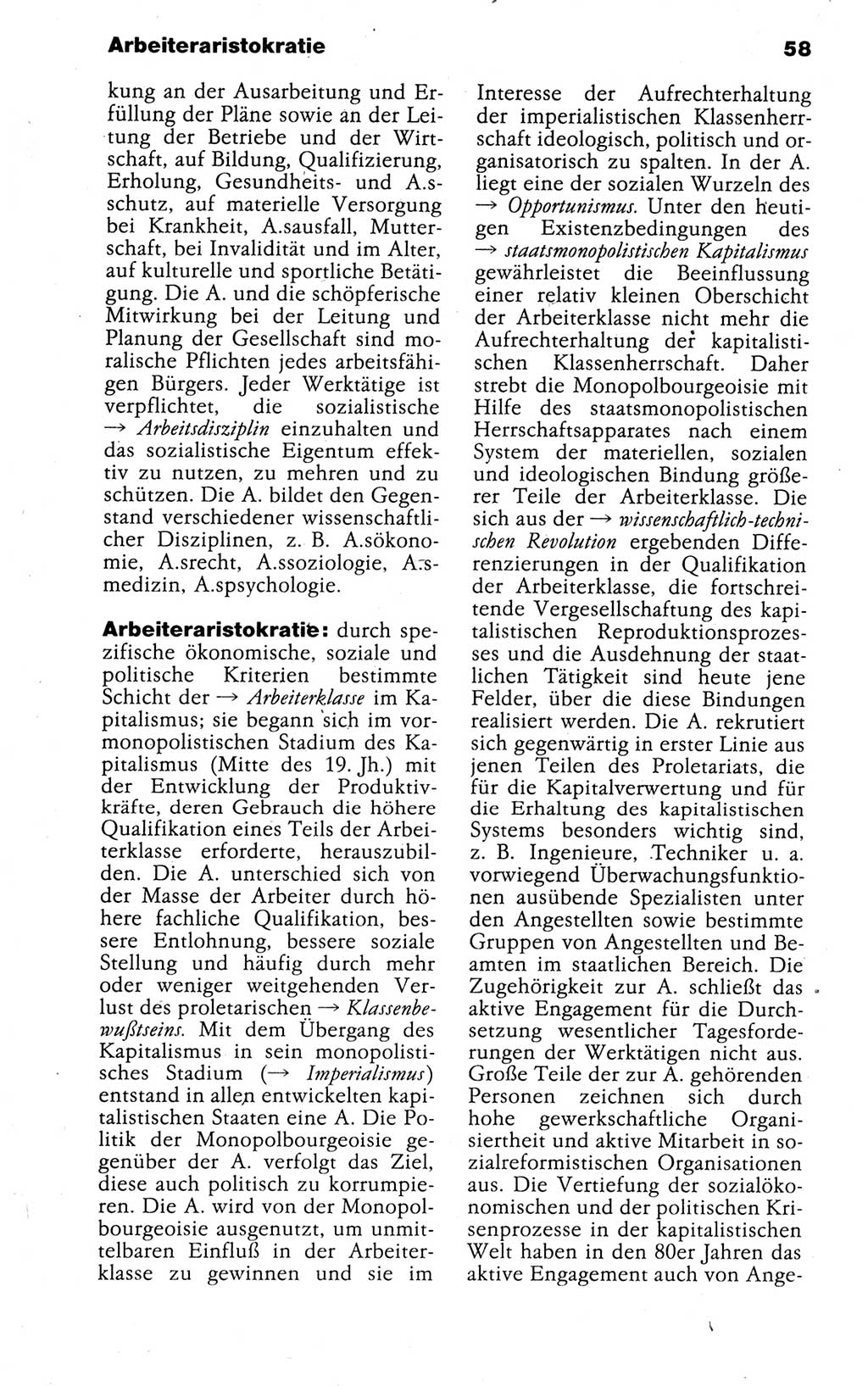 Kleines politisches Wörterbuch [Deutsche Demokratische Republik (DDR)] 1988, Seite 58 (Kl. pol. Wb. DDR 1988, S. 58)