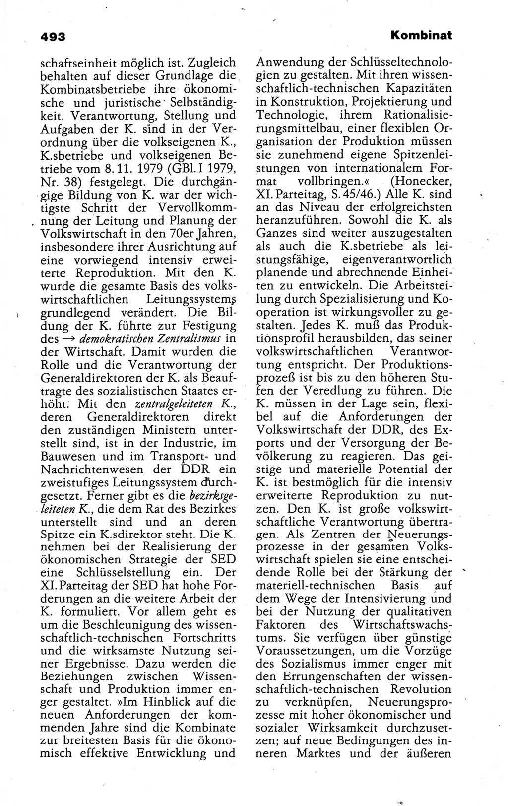 Kleines politisches Wörterbuch [Deutsche Demokratische Republik (DDR)] 1988, Seite 493 (Kl. pol. Wb. DDR 1988, S. 493)