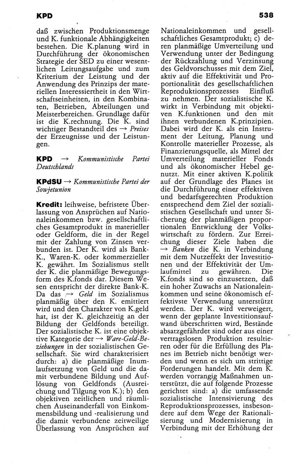 Kleines politisches Wörterbuch [Deutsche Demokratische Republik (DDR)] 1988, Seite 538 (Kl. pol. Wb. DDR 1988, S. 538)