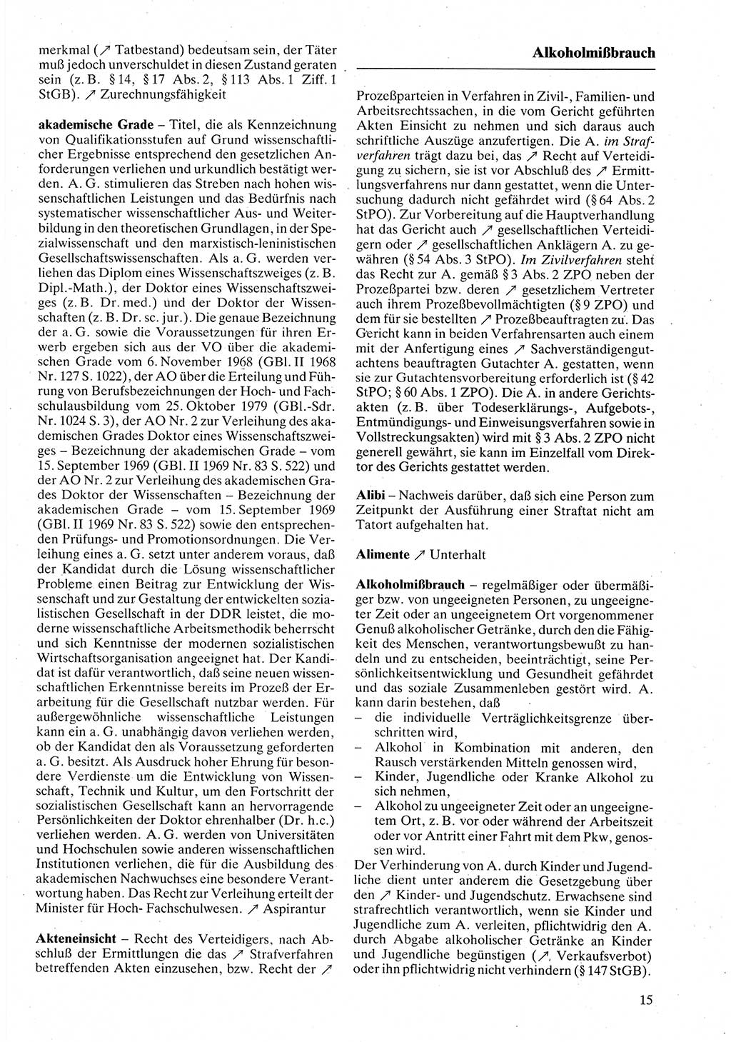 Rechtslexikon [Deutsche Demokratische Republik (DDR)] 1988, Seite 15 (Rechtslex. DDR 1988, S. 15)