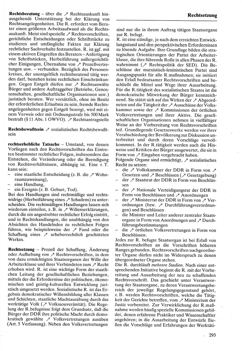 Rechtslexikon [Deutsche Demokratische Republik (DDR)] 1988, Seite 293 (Rechtslex. DDR 1988, S. 293)