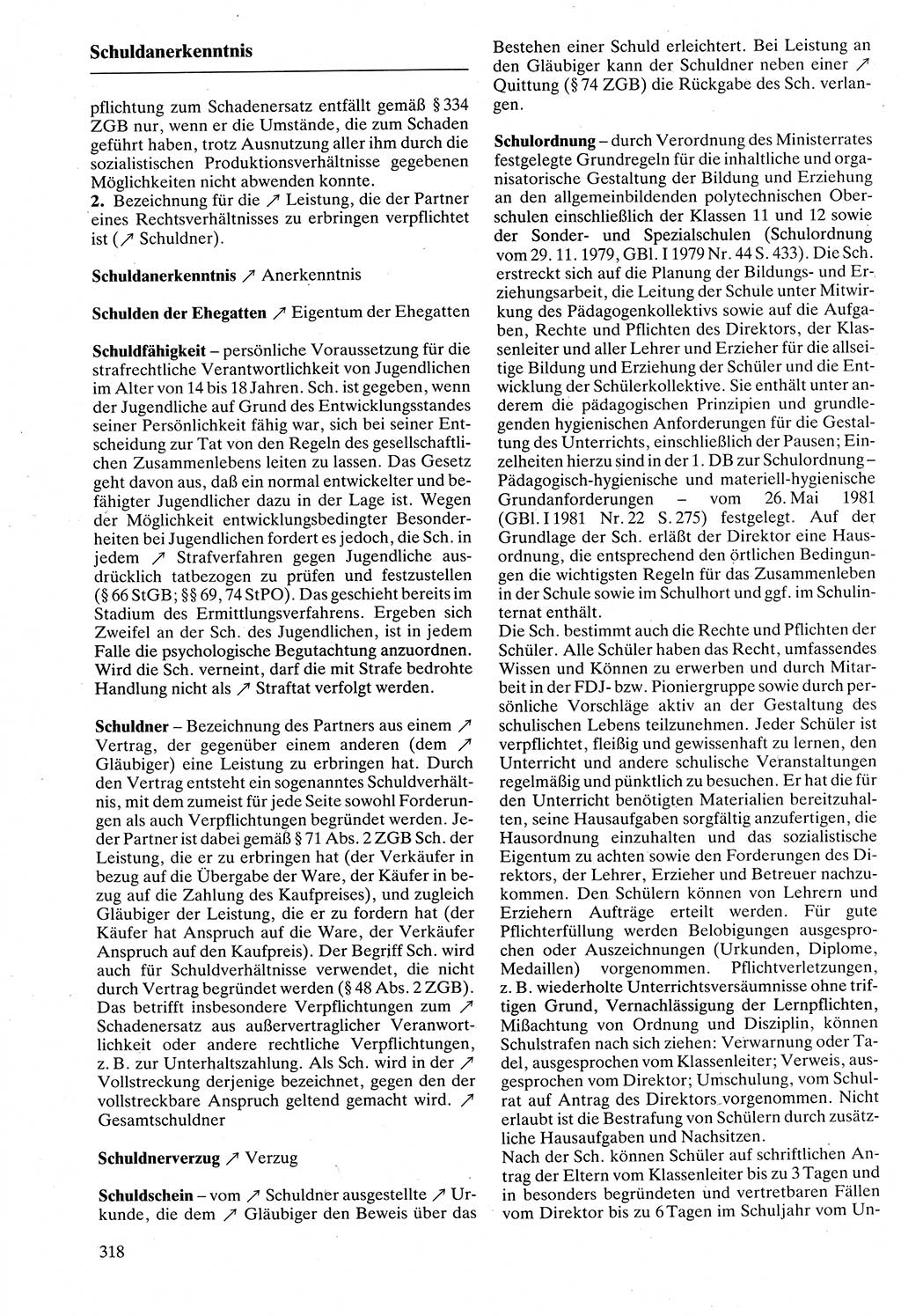 Rechtslexikon [Deutsche Demokratische Republik (DDR)] 1988, Seite 318 (Rechtslex. DDR 1988, S. 318)