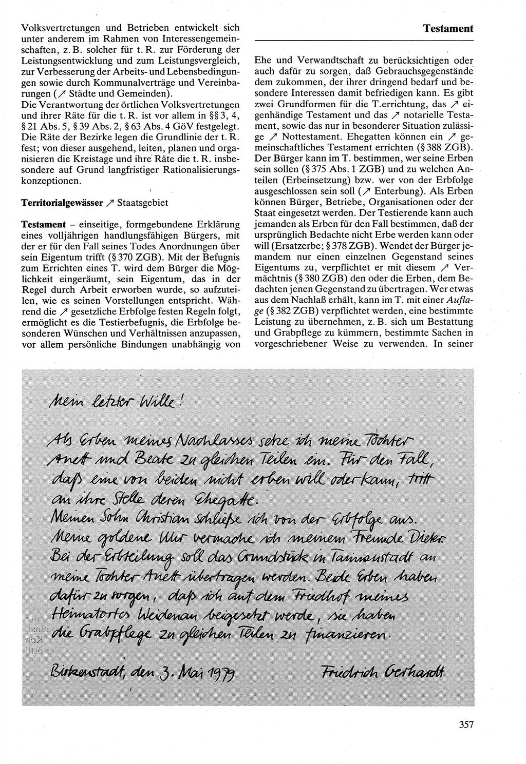 Rechtslexikon [Deutsche Demokratische Republik (DDR)] 1988, Seite 357 (Rechtslex. DDR 1988, S. 357)