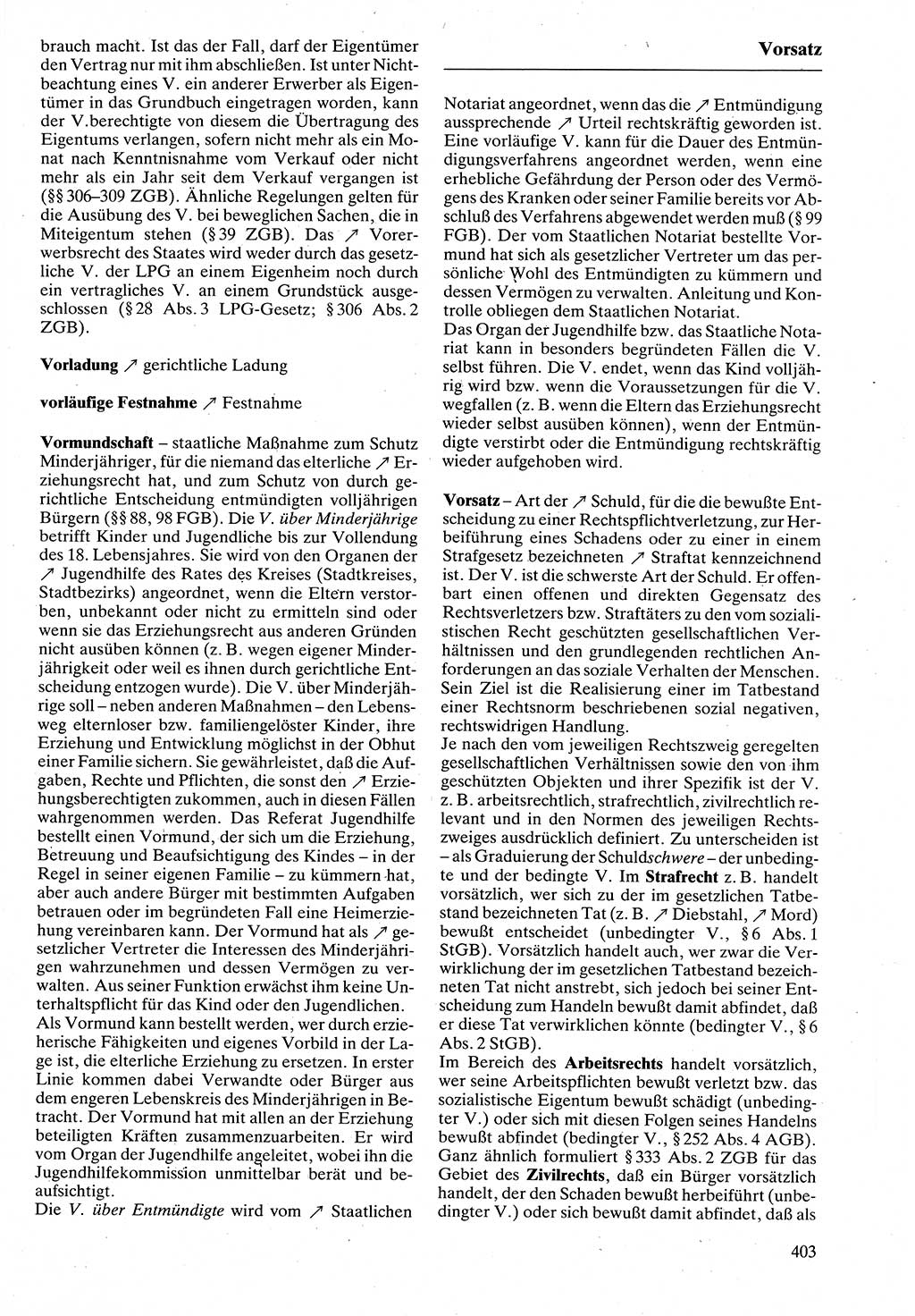 Rechtslexikon [Deutsche Demokratische Republik (DDR)] 1988, Seite 403 (Rechtslex. DDR 1988, S. 403)