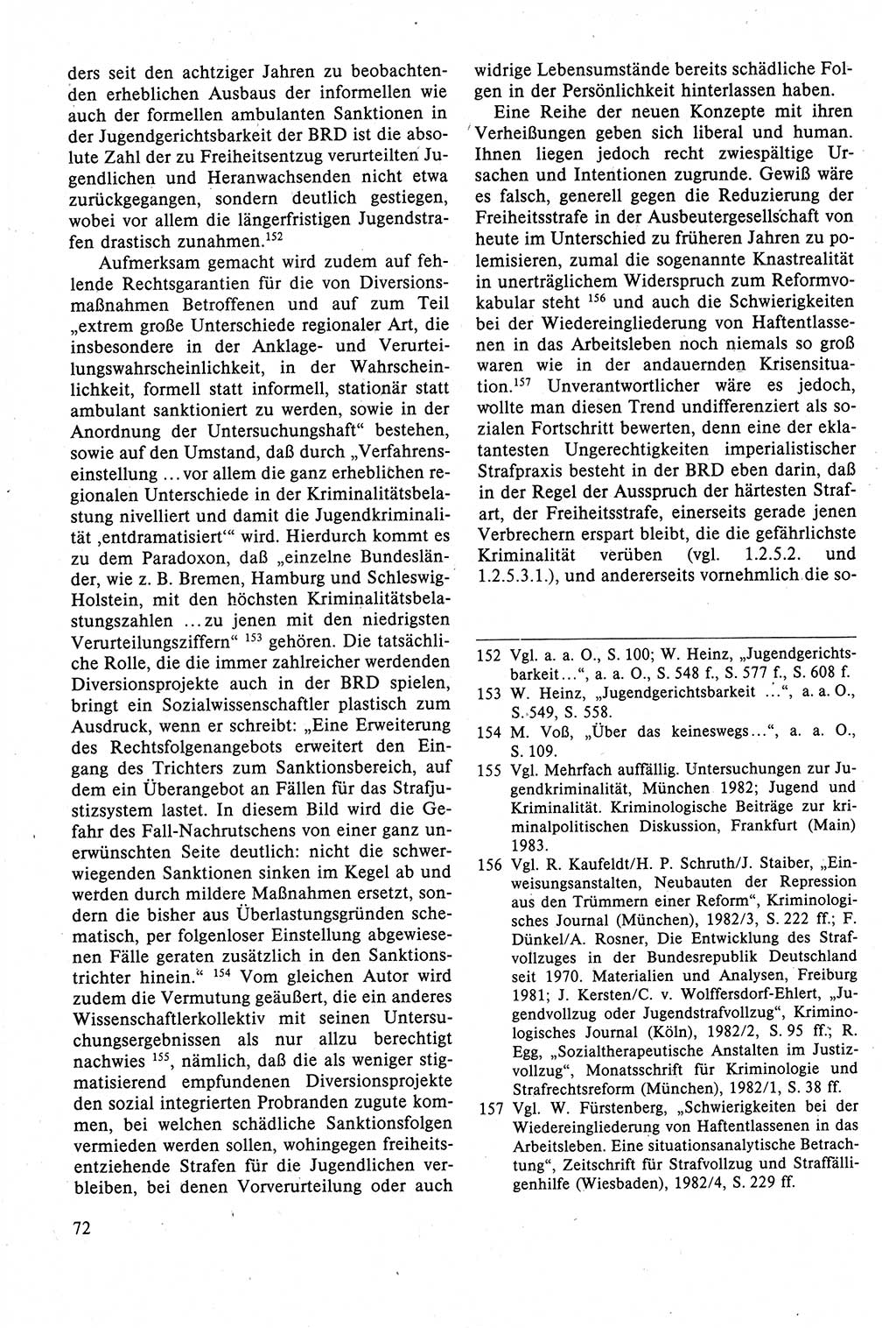 Strafrecht der DDR (Deutsche Demokratische Republik), Lehrbuch 1988, Seite 72 (Strafr. DDR Lb. 1988, S. 72)