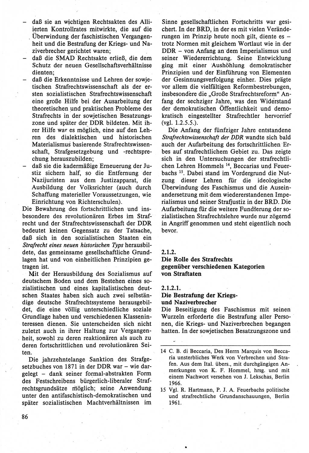 Strafrecht der DDR (Deutsche Demokratische Republik), Lehrbuch 1988, Seite 86 (Strafr. DDR Lb. 1988, S. 86)