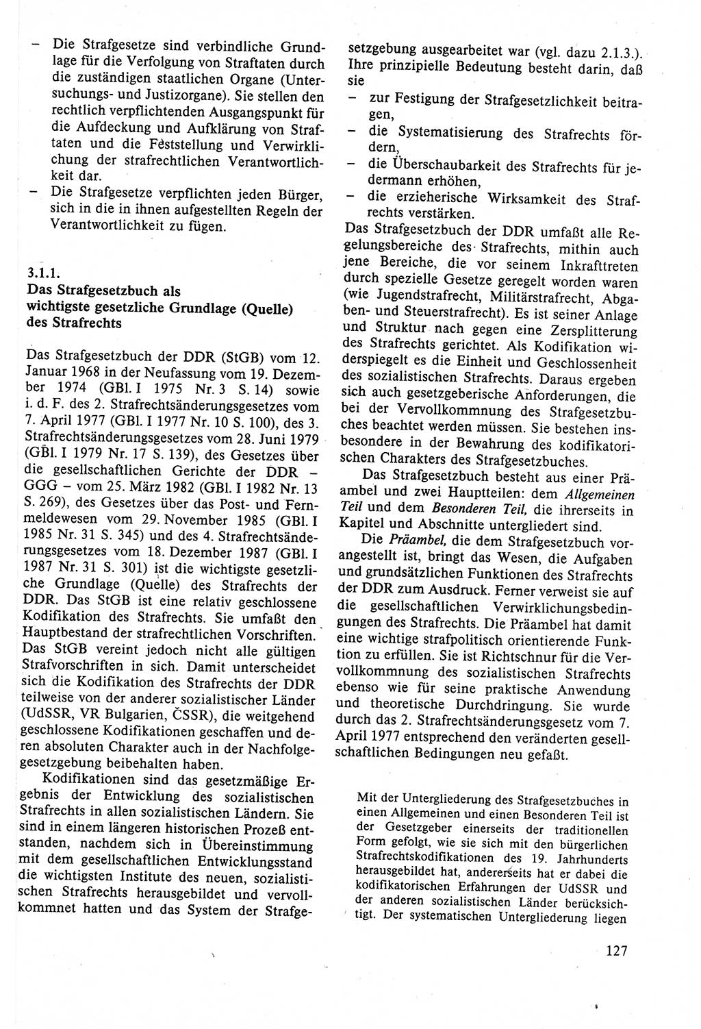 Strafrecht der DDR (Deutsche Demokratische Republik), Lehrbuch 1988, Seite 127 (Strafr. DDR Lb. 1988, S. 127)