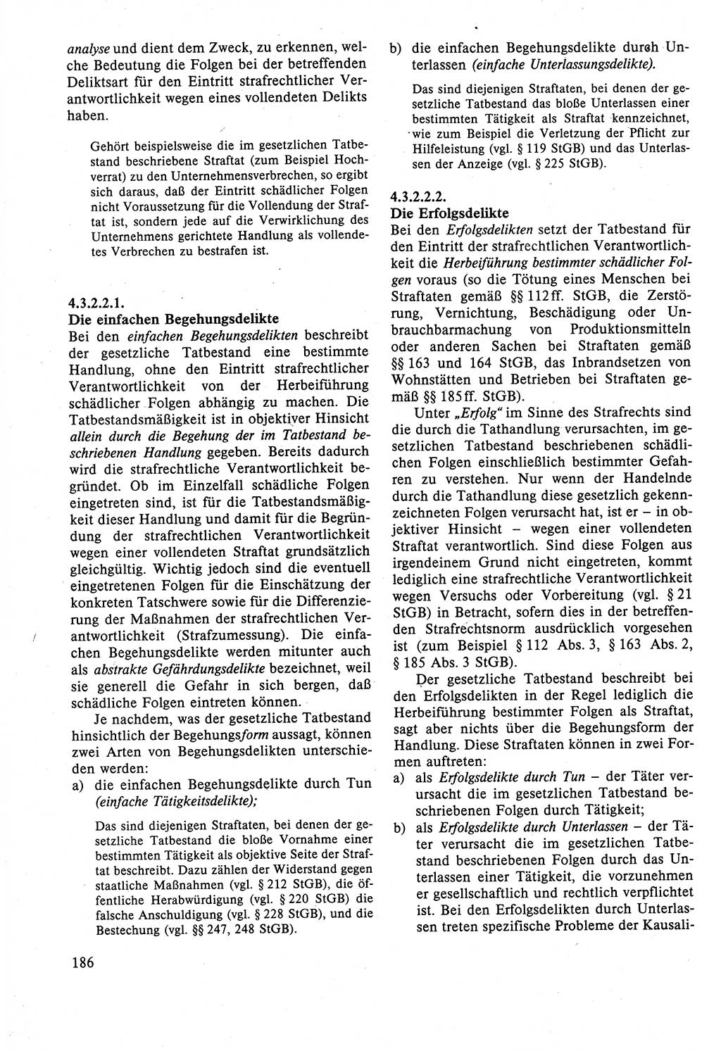 Strafrecht der DDR (Deutsche Demokratische Republik), Lehrbuch 1988, Seite 186 (Strafr. DDR Lb. 1988, S. 186)