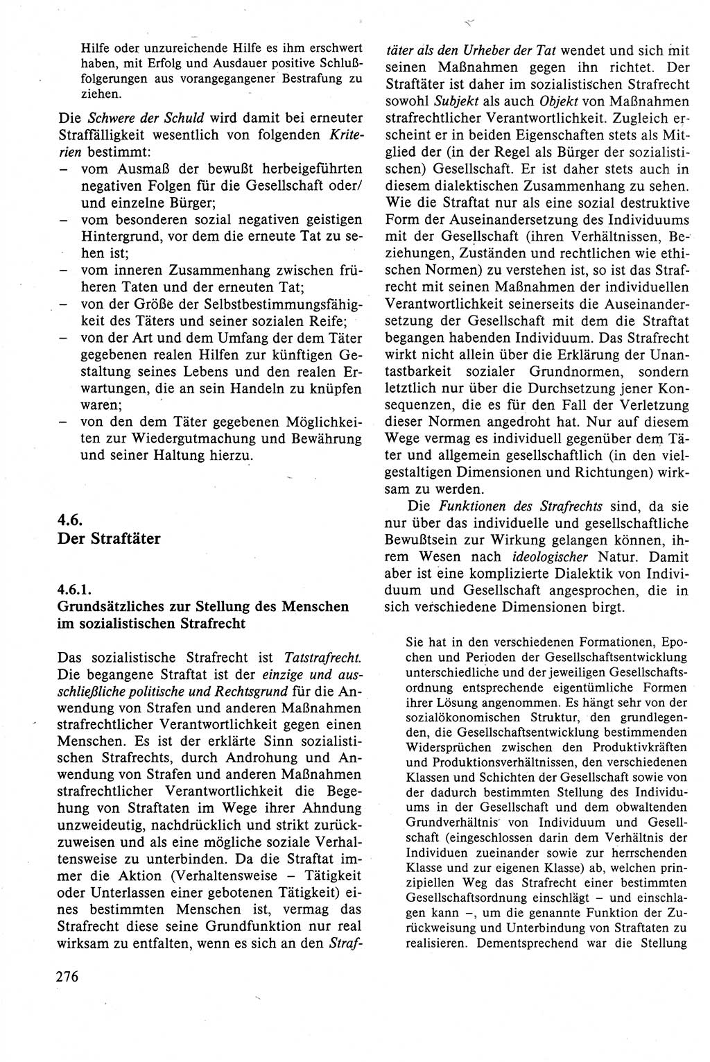 Strafrecht der DDR (Deutsche Demokratische Republik), Lehrbuch 1988, Seite 276 (Strafr. DDR Lb. 1988, S. 276)