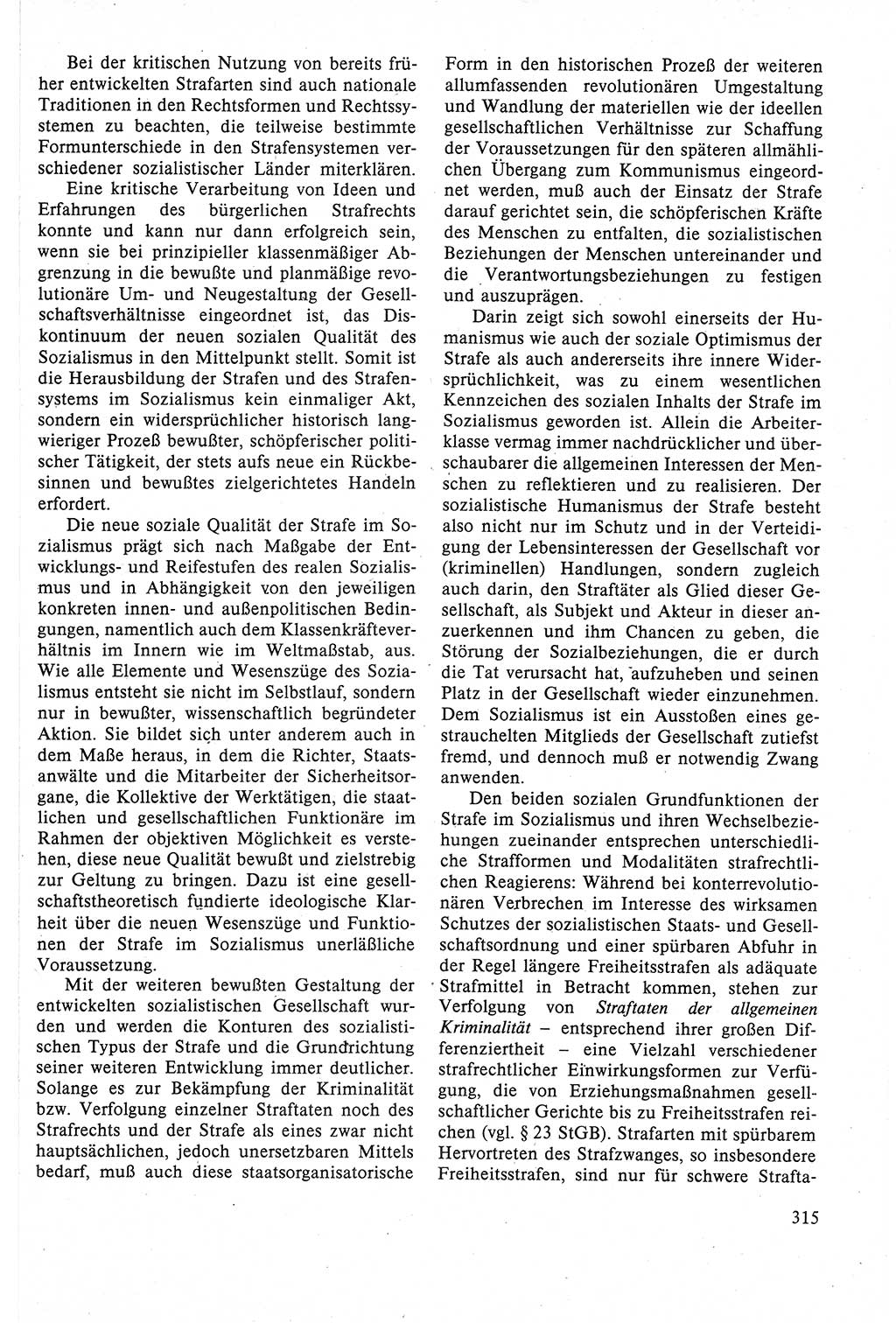 Strafrecht der DDR (Deutsche Demokratische Republik), Lehrbuch 1988, Seite 315 (Strafr. DDR Lb. 1988, S. 315)