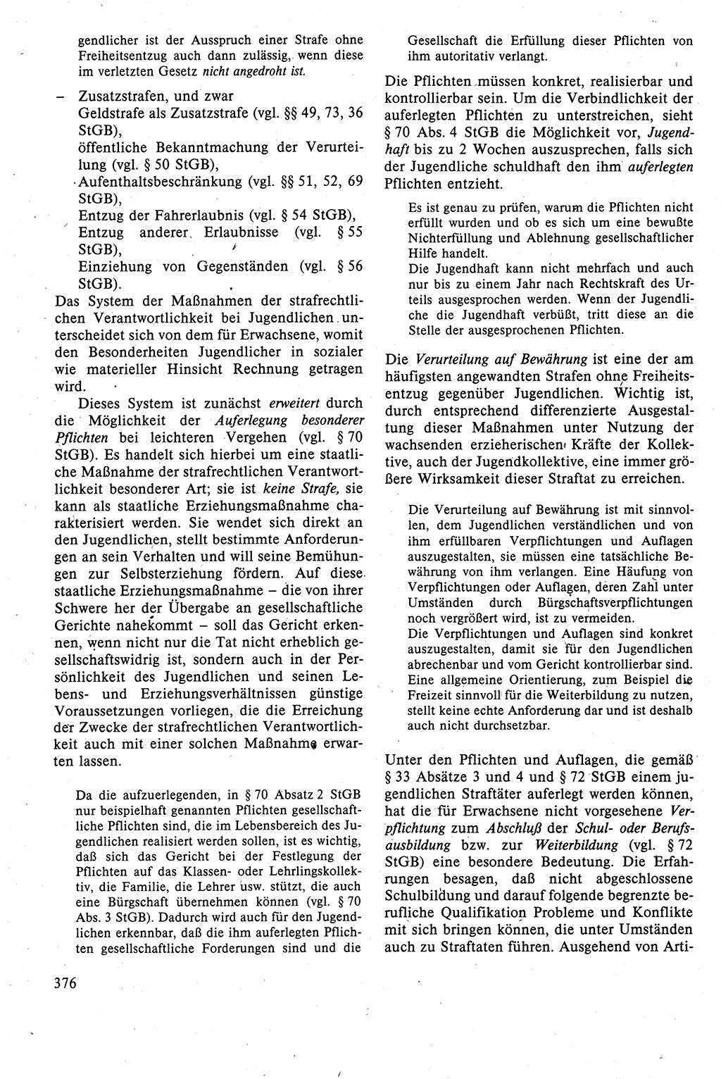 Strafrecht der DDR (Deutsche Demokratische Republik), Lehrbuch 1988, Seite 376 (Strafr. DDR Lb. 1988, S. 376)