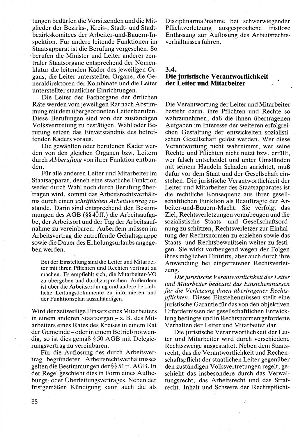 Verwaltungsrecht [Deutsche Demokratische Republik (DDR)], Lehrbuch 1988, Seite 88 (Verw.-R. DDR Lb. 1988, S. 88)