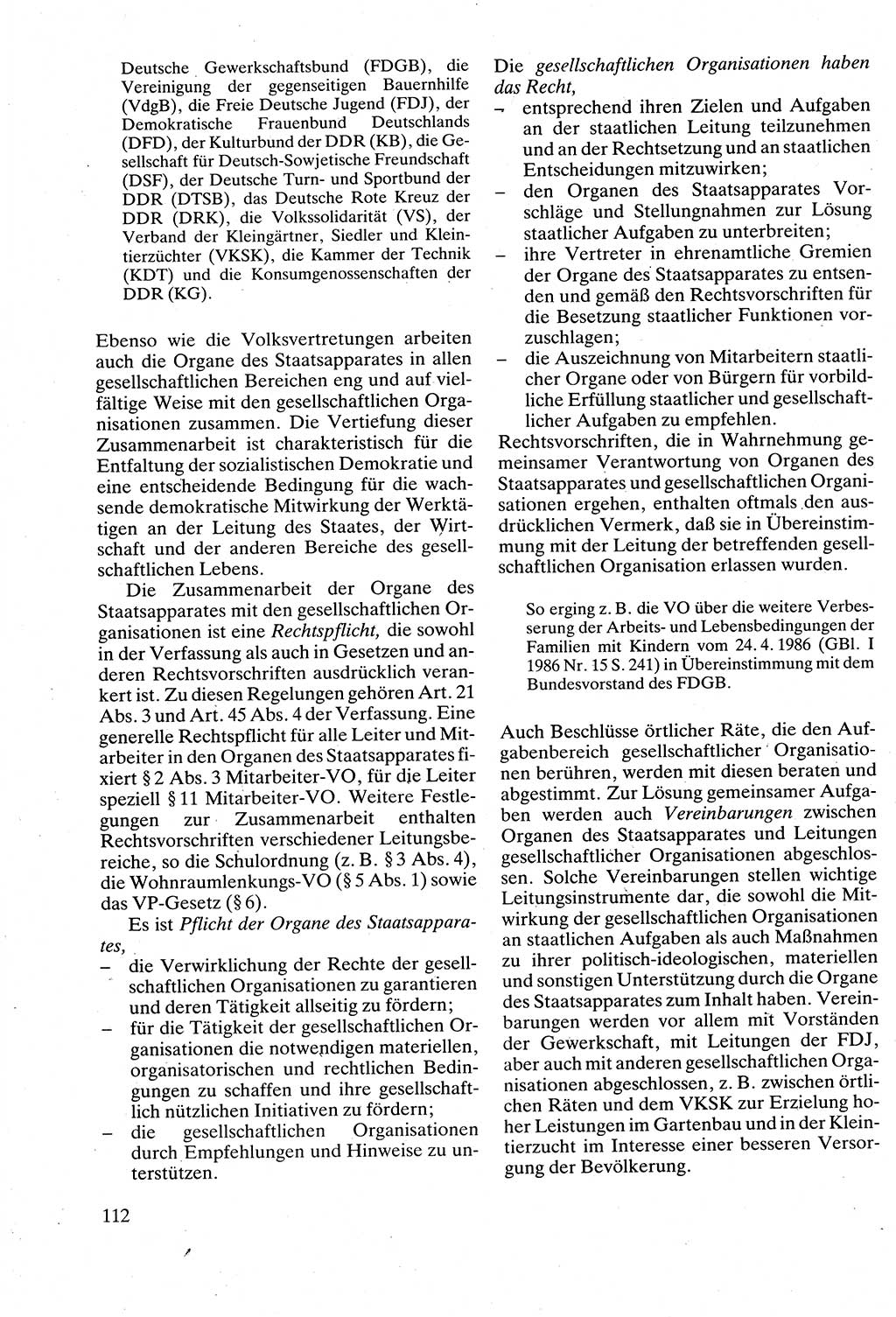 Verwaltungsrecht [Deutsche Demokratische Republik (DDR)], Lehrbuch 1988, Seite 112 (Verw.-R. DDR Lb. 1988, S. 112)
