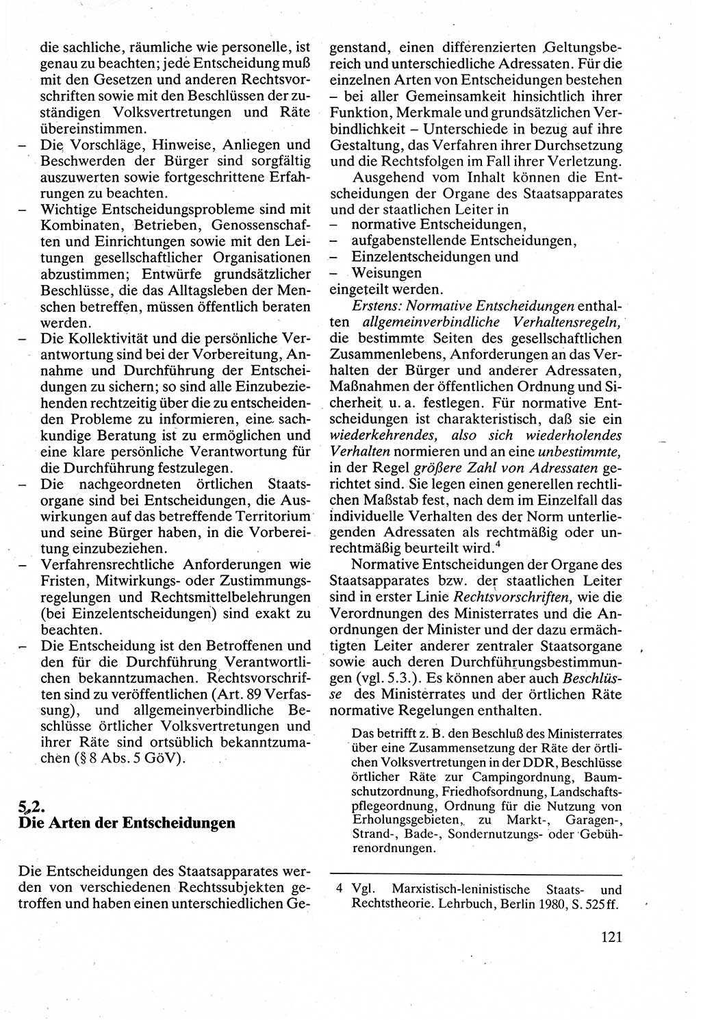 Verwaltungsrecht [Deutsche Demokratische Republik (DDR)], Lehrbuch 1988, Seite 121 (Verw.-R. DDR Lb. 1988, S. 121)