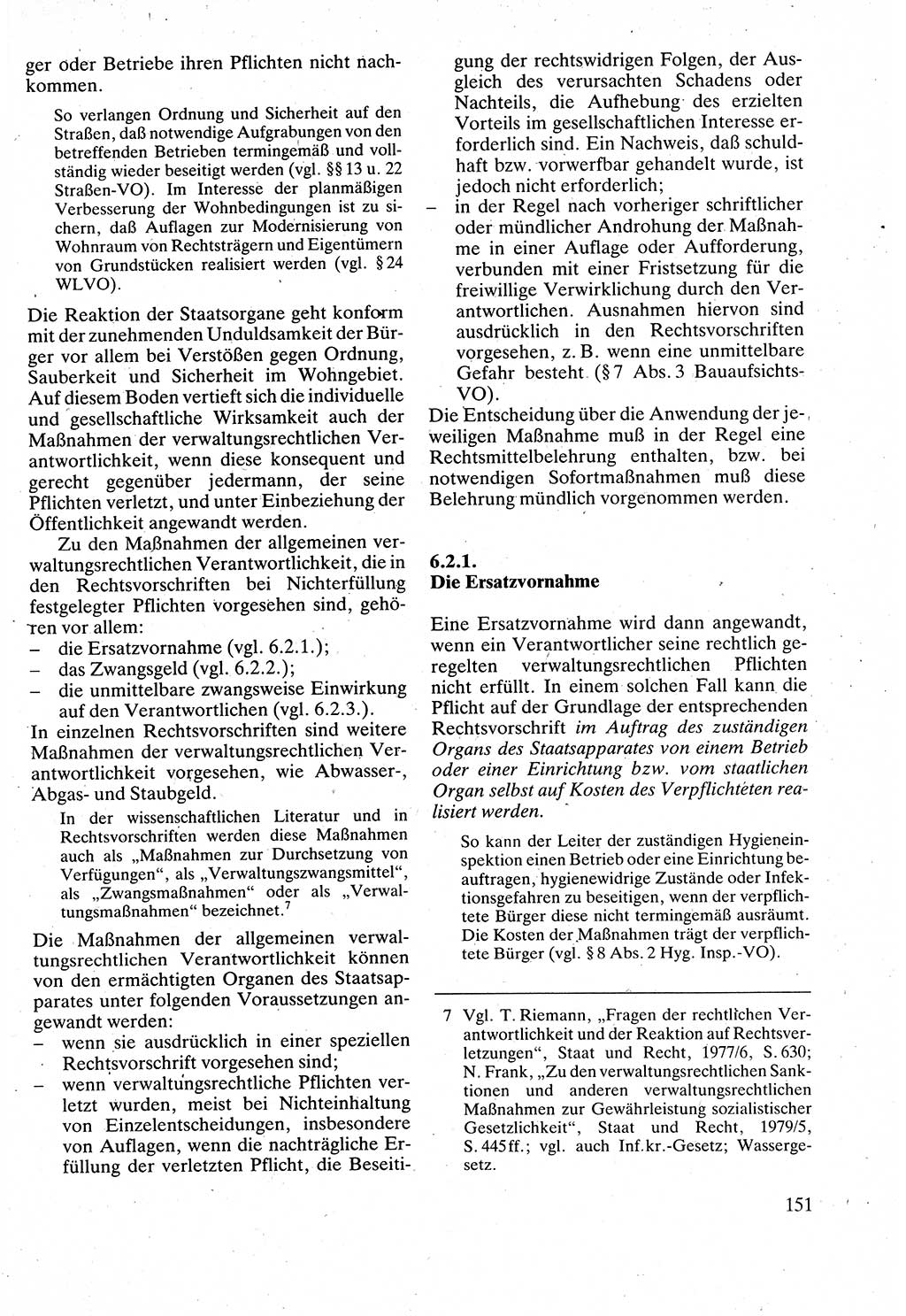 Verwaltungsrecht [Deutsche Demokratische Republik (DDR)], Lehrbuch 1988, Seite 151 (Verw.-R. DDR Lb. 1988, S. 151)