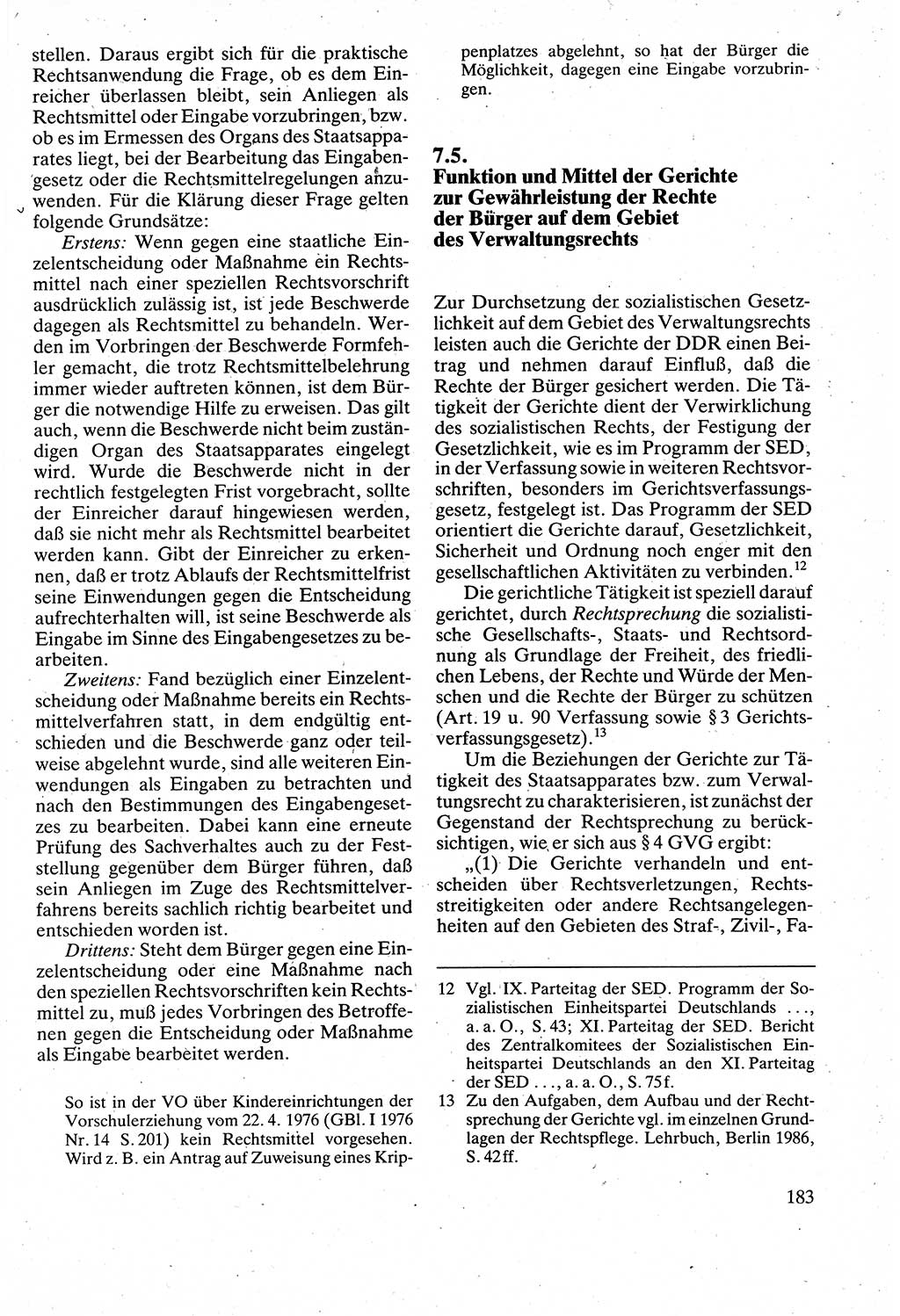Verwaltungsrecht [Deutsche Demokratische Republik (DDR)], Lehrbuch 1988, Seite 183 (Verw.-R. DDR Lb. 1988, S. 183)
