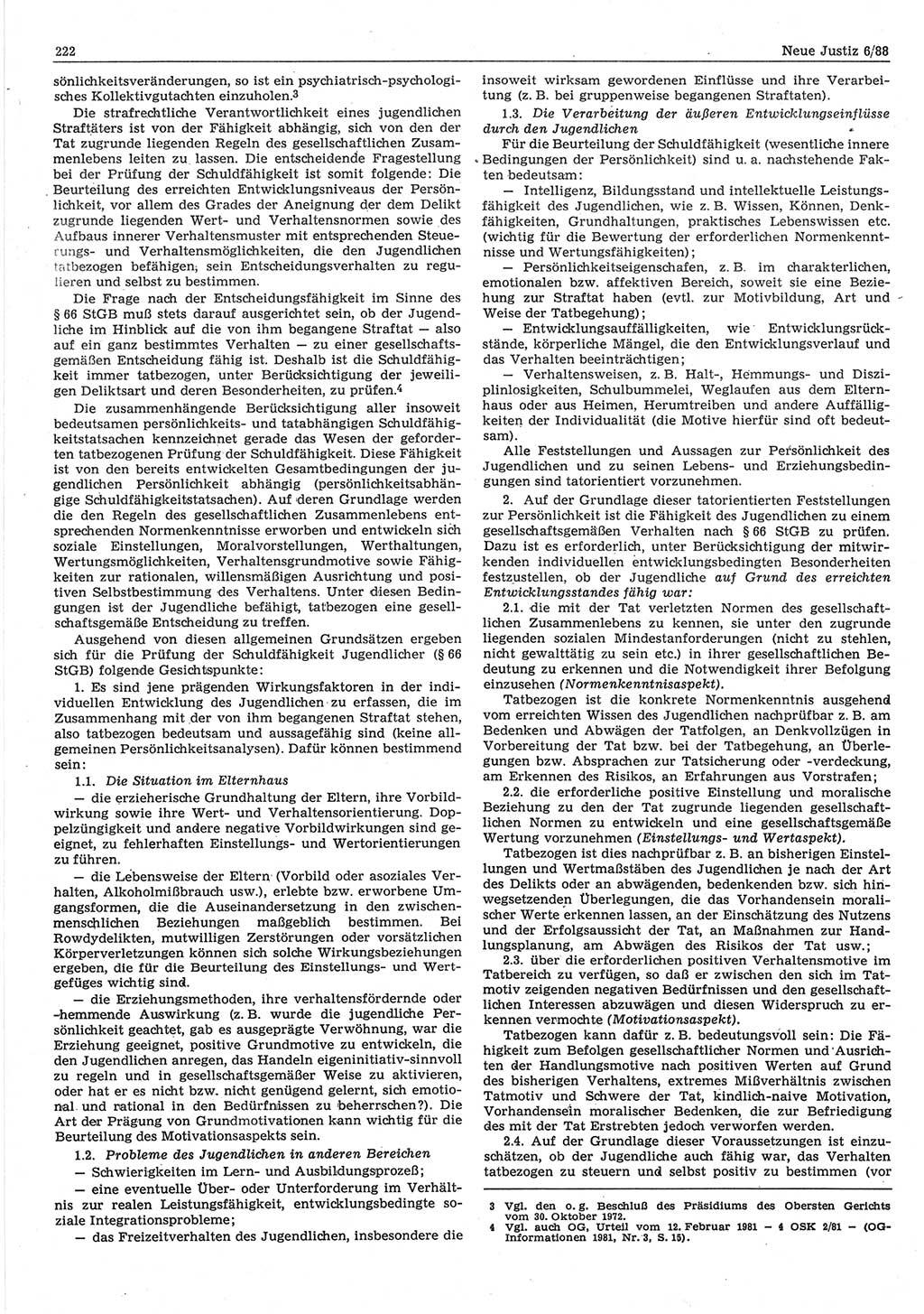 Neue Justiz (NJ), Zeitschrift für sozialistisches Recht und Gesetzlichkeit [Deutsche Demokratische Republik (DDR)], 42. Jahrgang 1988, Seite 222 (NJ DDR 1988, S. 222)