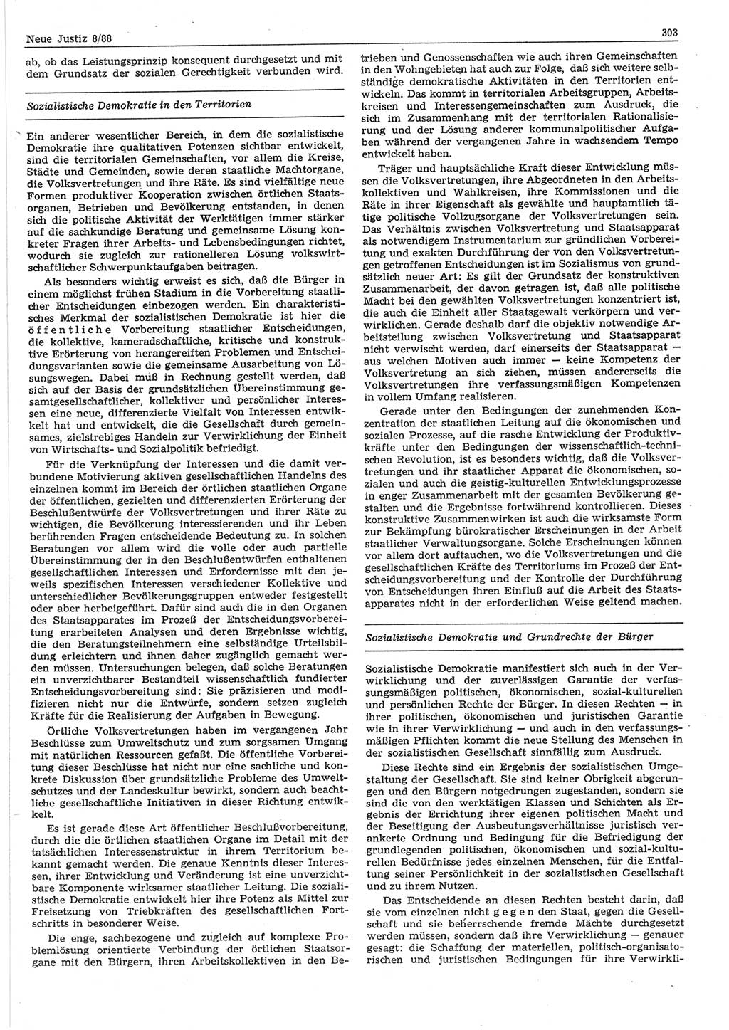 Neue Justiz (NJ), Zeitschrift für sozialistisches Recht und Gesetzlichkeit [Deutsche Demokratische Republik (DDR)], 42. Jahrgang 1988, Seite 303 (NJ DDR 1988, S. 303)