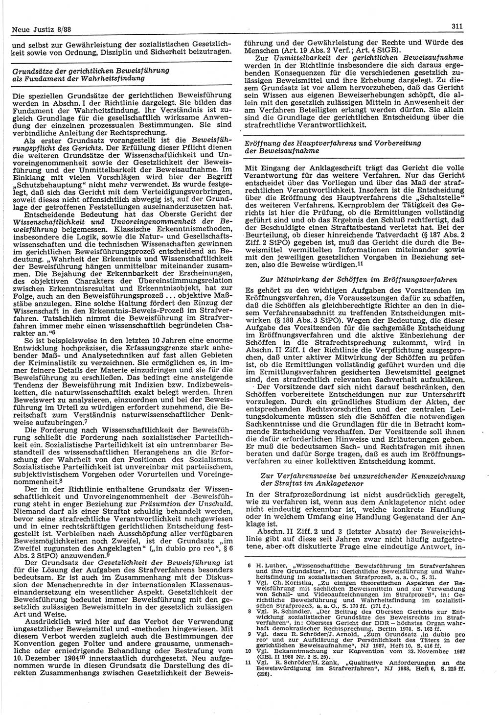 Neue Justiz (NJ), Zeitschrift für sozialistisches Recht und Gesetzlichkeit [Deutsche Demokratische Republik (DDR)], 42. Jahrgang 1988, Seite 311 (NJ DDR 1988, S. 311)