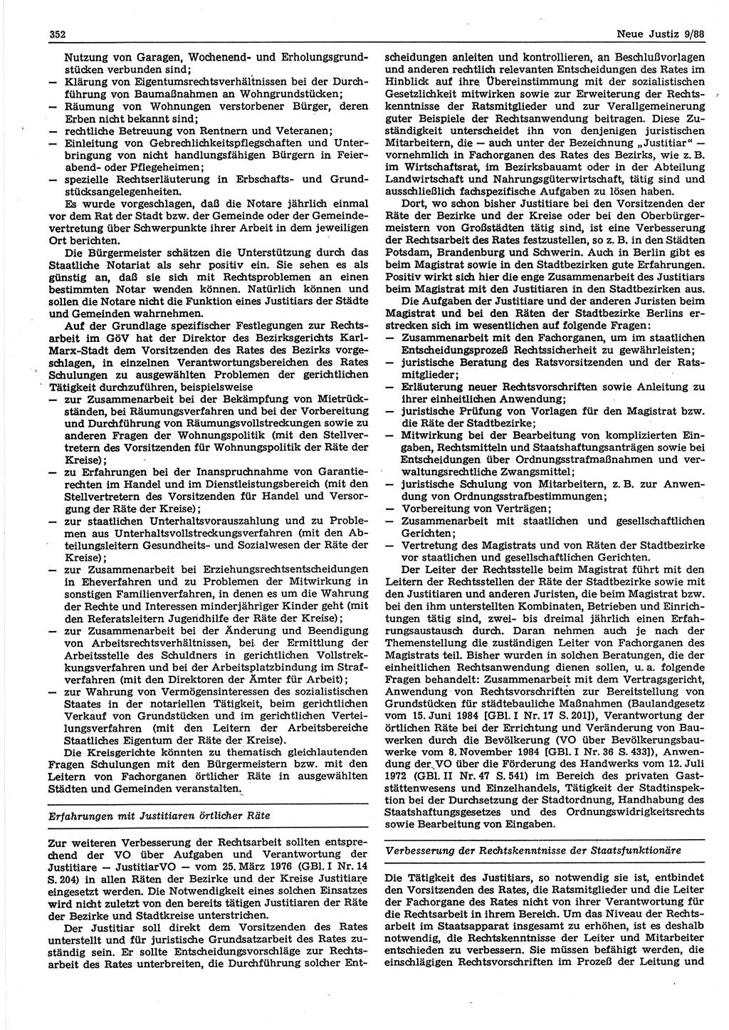 Neue Justiz (NJ), Zeitschrift für sozialistisches Recht und Gesetzlichkeit [Deutsche Demokratische Republik (DDR)], 42. Jahrgang 1988, Seite 352 (NJ DDR 1988, S. 352)
