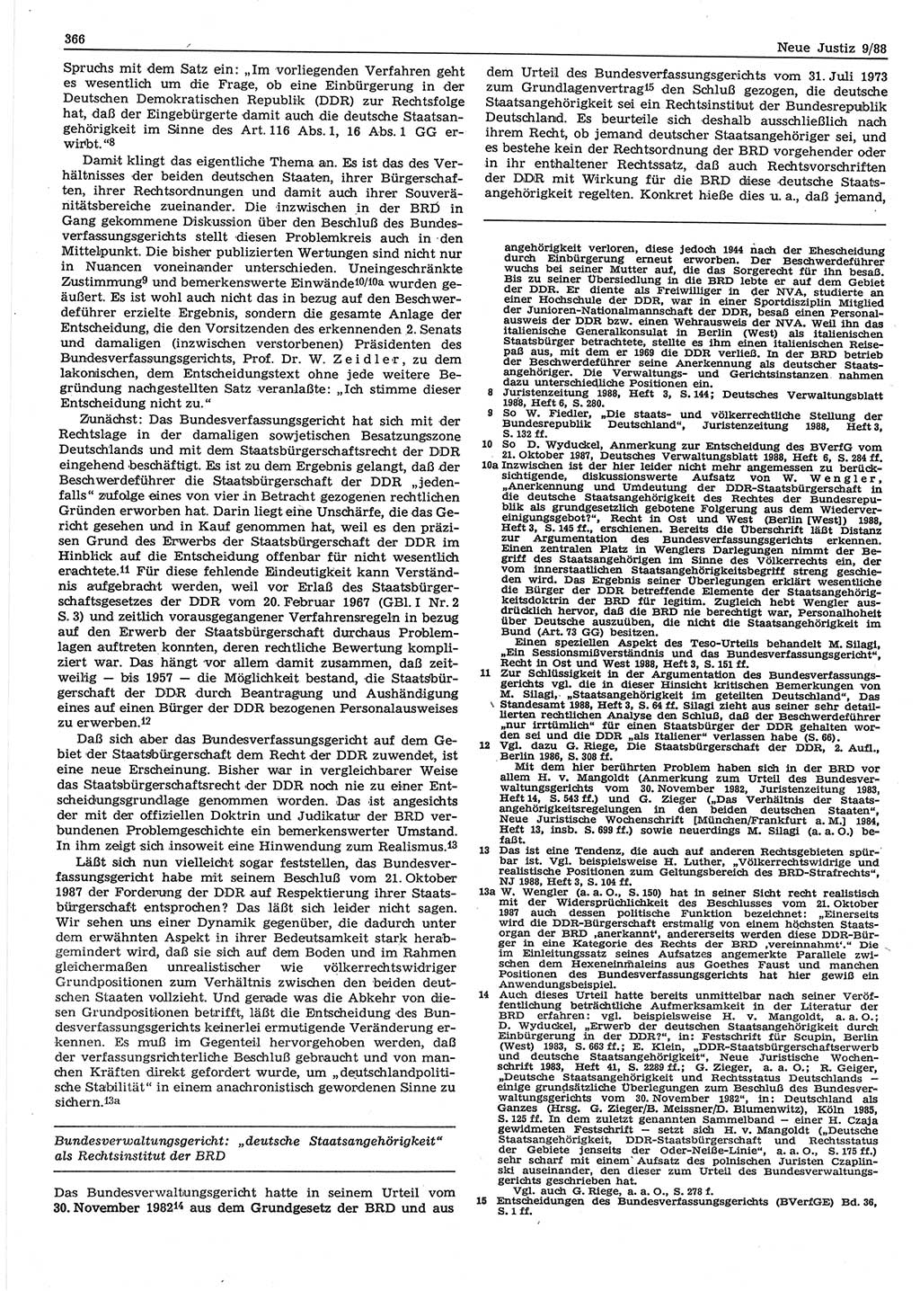 Neue Justiz (NJ), Zeitschrift für sozialistisches Recht und Gesetzlichkeit [Deutsche Demokratische Republik (DDR)], 42. Jahrgang 1988, Seite 366 (NJ DDR 1988, S. 366)