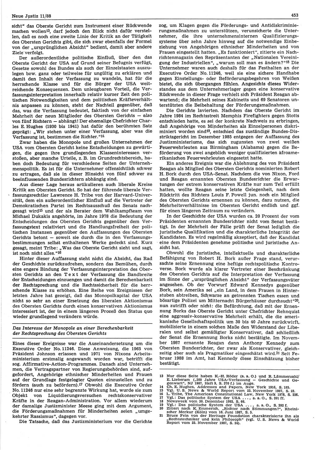 Neue Justiz (NJ), Zeitschrift für sozialistisches Recht und Gesetzlichkeit [Deutsche Demokratische Republik (DDR)], 42. Jahrgang 1988, Seite 453 (NJ DDR 1988, S. 453)